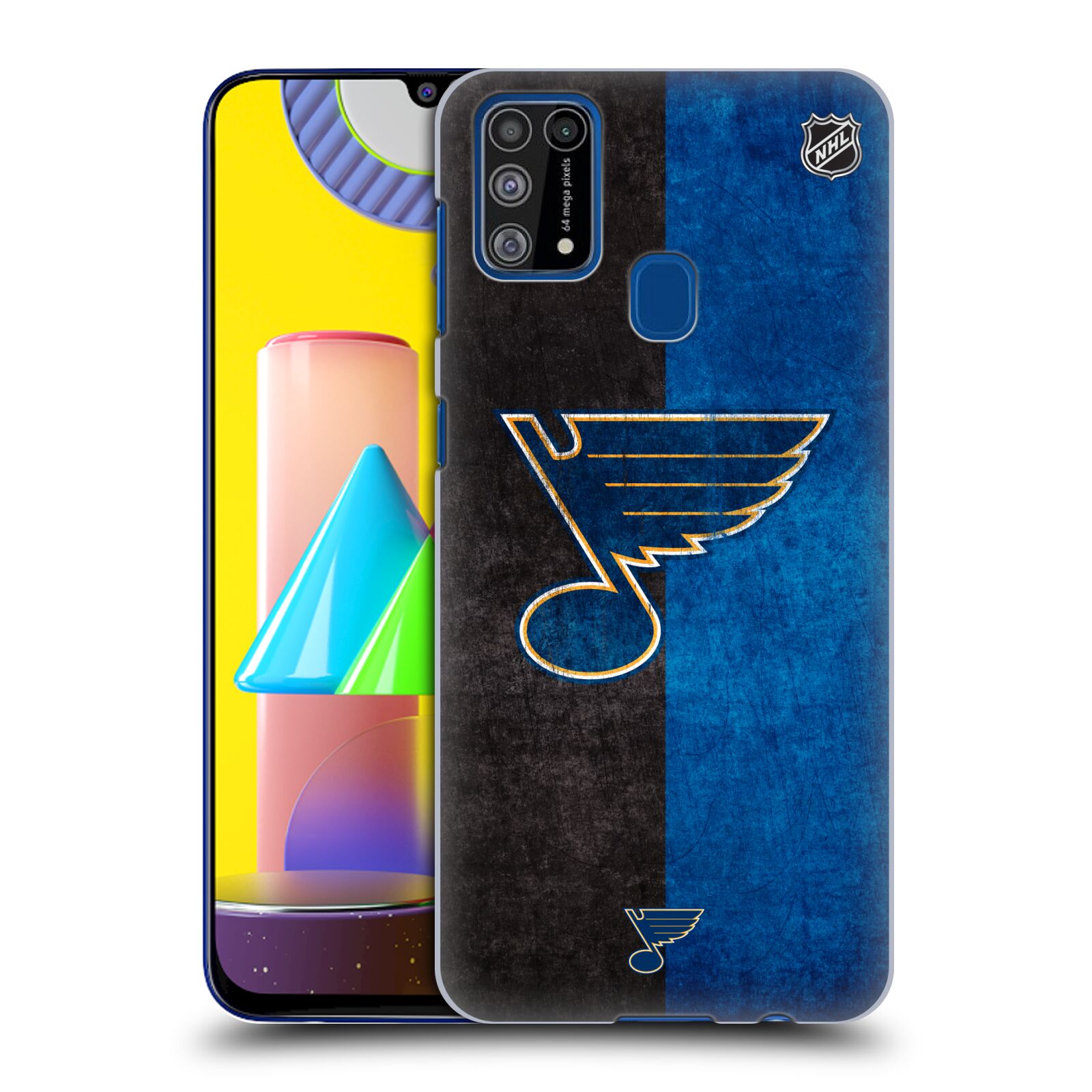 Pouzdro na mobil Samsung Galaxy M31 - HEAD CASE - Hokej NHL - St. Louis Blues - Znak dva pruhy