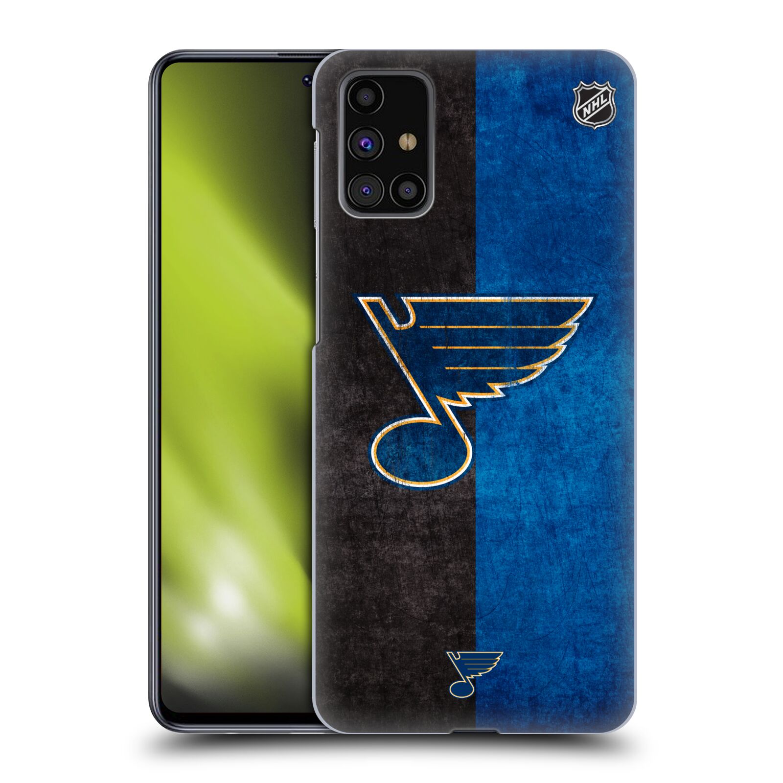 Pouzdro na mobil Samsung Galaxy M31s - HEAD CASE - Hokej NHL - St. Louis Blues - Znak dva pruhy