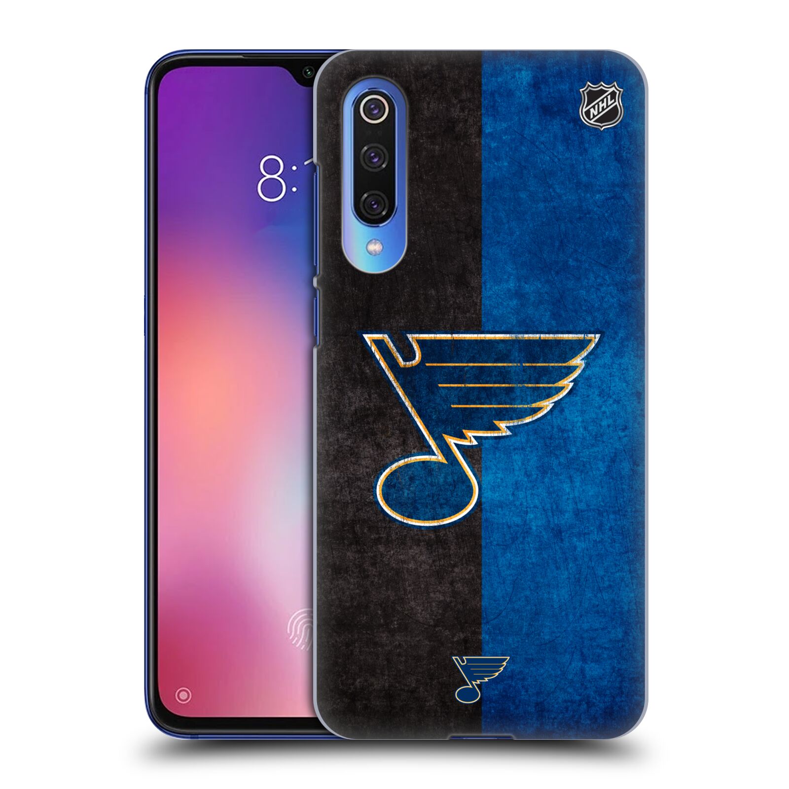Pouzdro na mobil Xiaomi  Mi 9 SE - HEAD CASE - Hokej NHL - St. Louis Blues - Znak dva pruhy