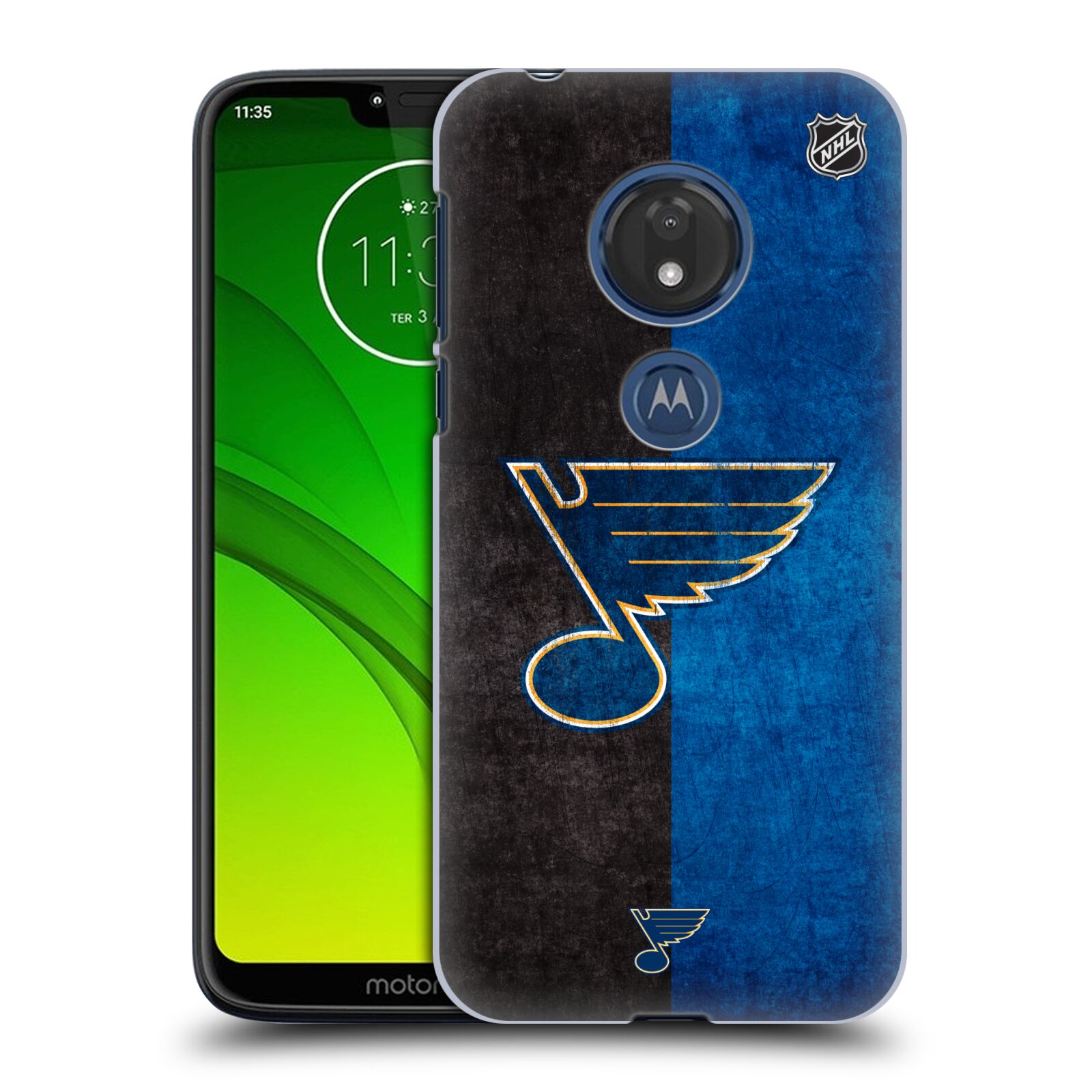 Pouzdro na mobil Motorola Moto G7 Play - HEAD CASE - Hokej NHL - St. Louis Blues - Znak dva pruhy