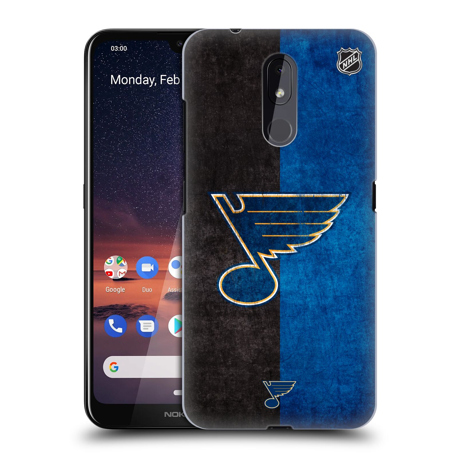 Pouzdro na mobil Nokia 3.2 - HEAD CASE - Hokej NHL - St. Louis Blues - Znak dva pruhy