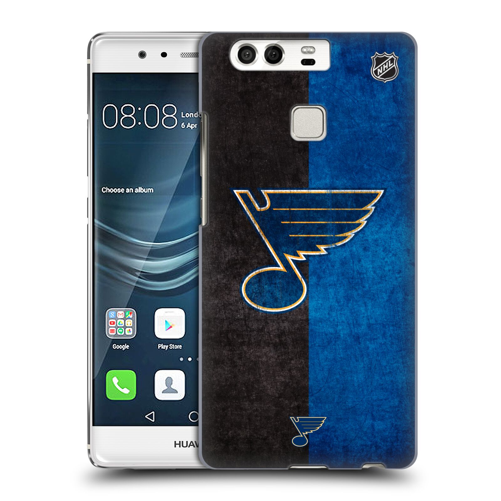 Pouzdro na mobil Huawei P9 / P9 DUAL SIM - HEAD CASE - Hokej NHL - St. Louis Blues - Znak dva pruhy