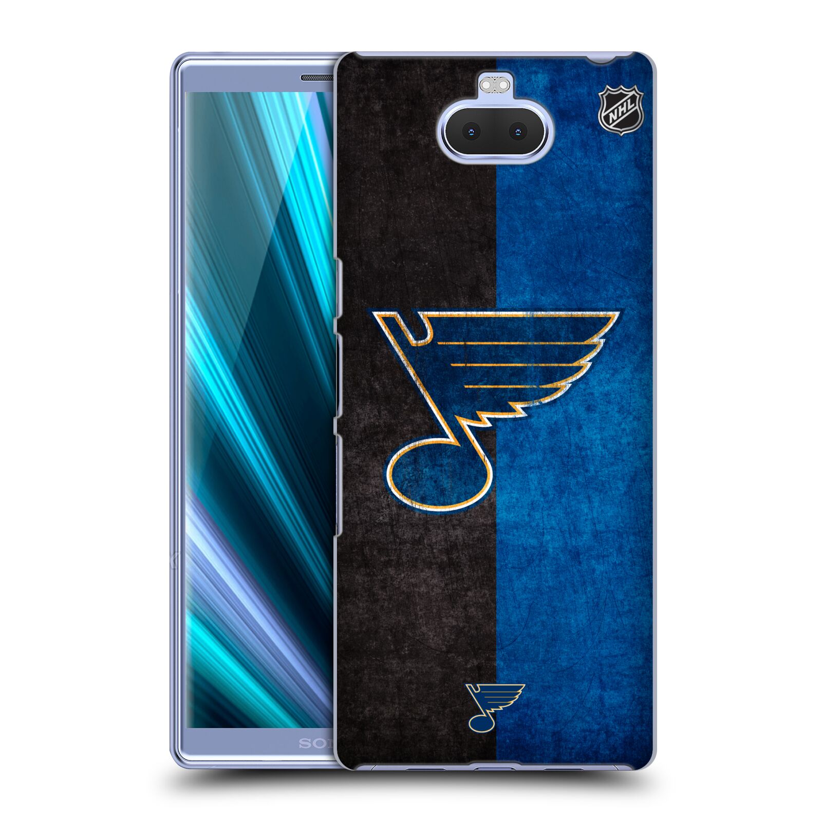 Pouzdro na mobil Sony Xperia 10 - HEAD CASE - Hokej NHL - St. Louis Blues - Znak dva pruhy