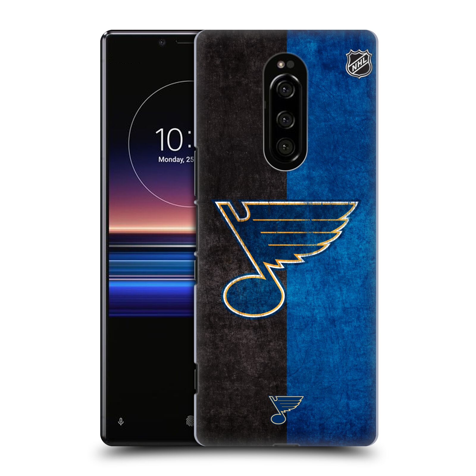 Pouzdro na mobil Sony Xperia 1 - HEAD CASE - Hokej NHL - St. Louis Blues - Znak dva pruhy