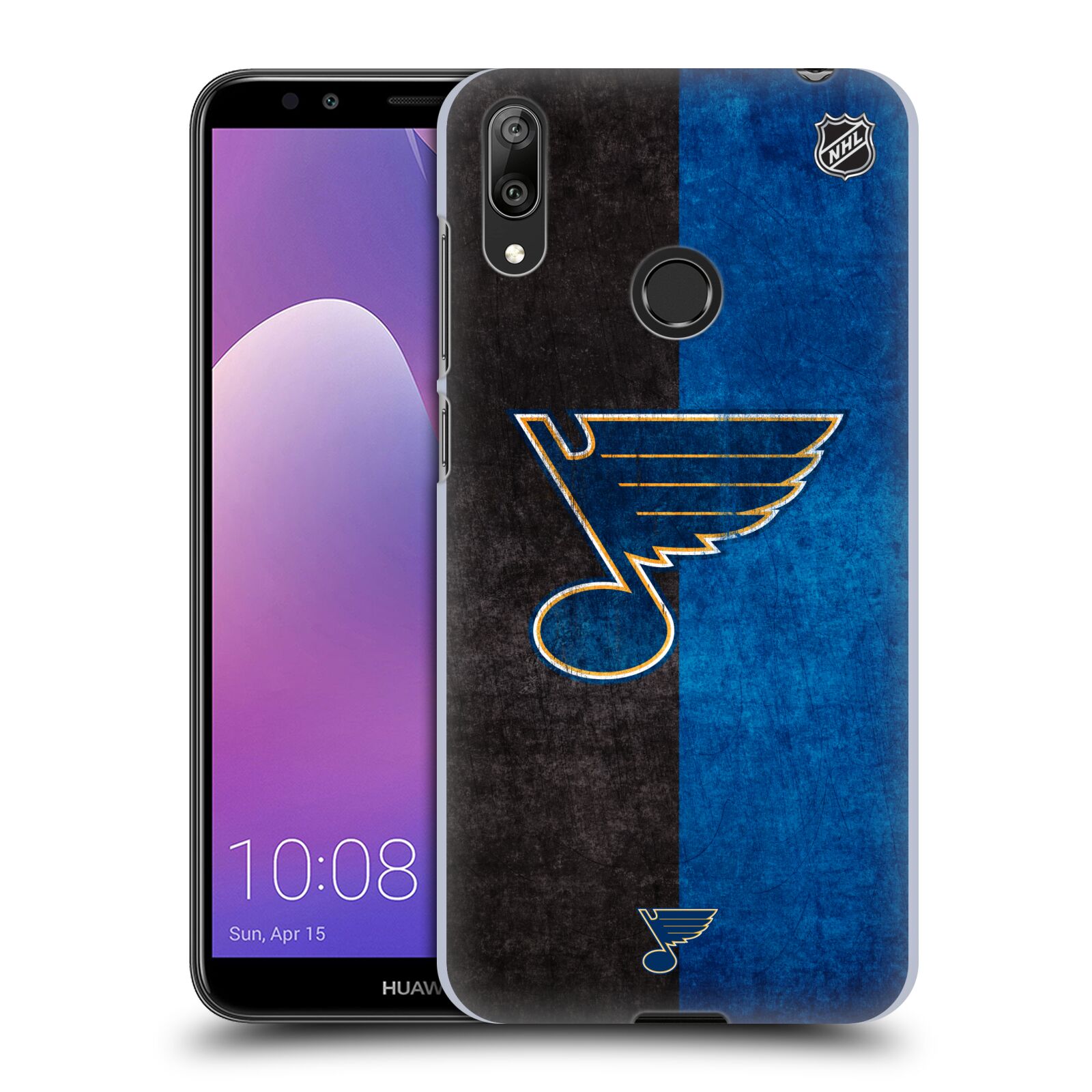 Pouzdro na mobil Huawei Y7 2019 - HEAD CASE - Hokej NHL - St. Louis Blues - Znak dva pruhy