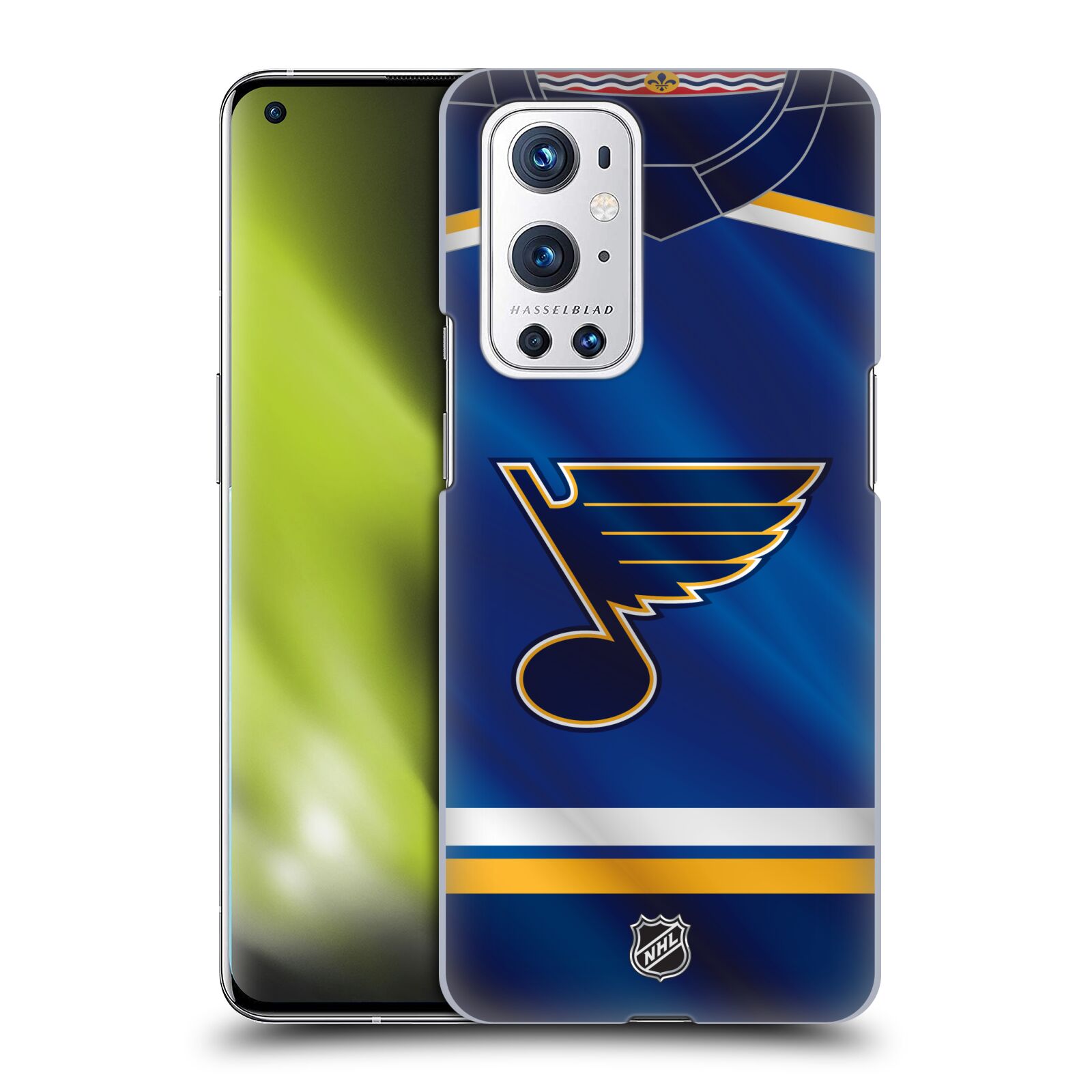Pouzdro na mobil OnePlus 9 PRO - HEAD CASE - Hokej NHL - St. Louis Blues - Znak na dresu