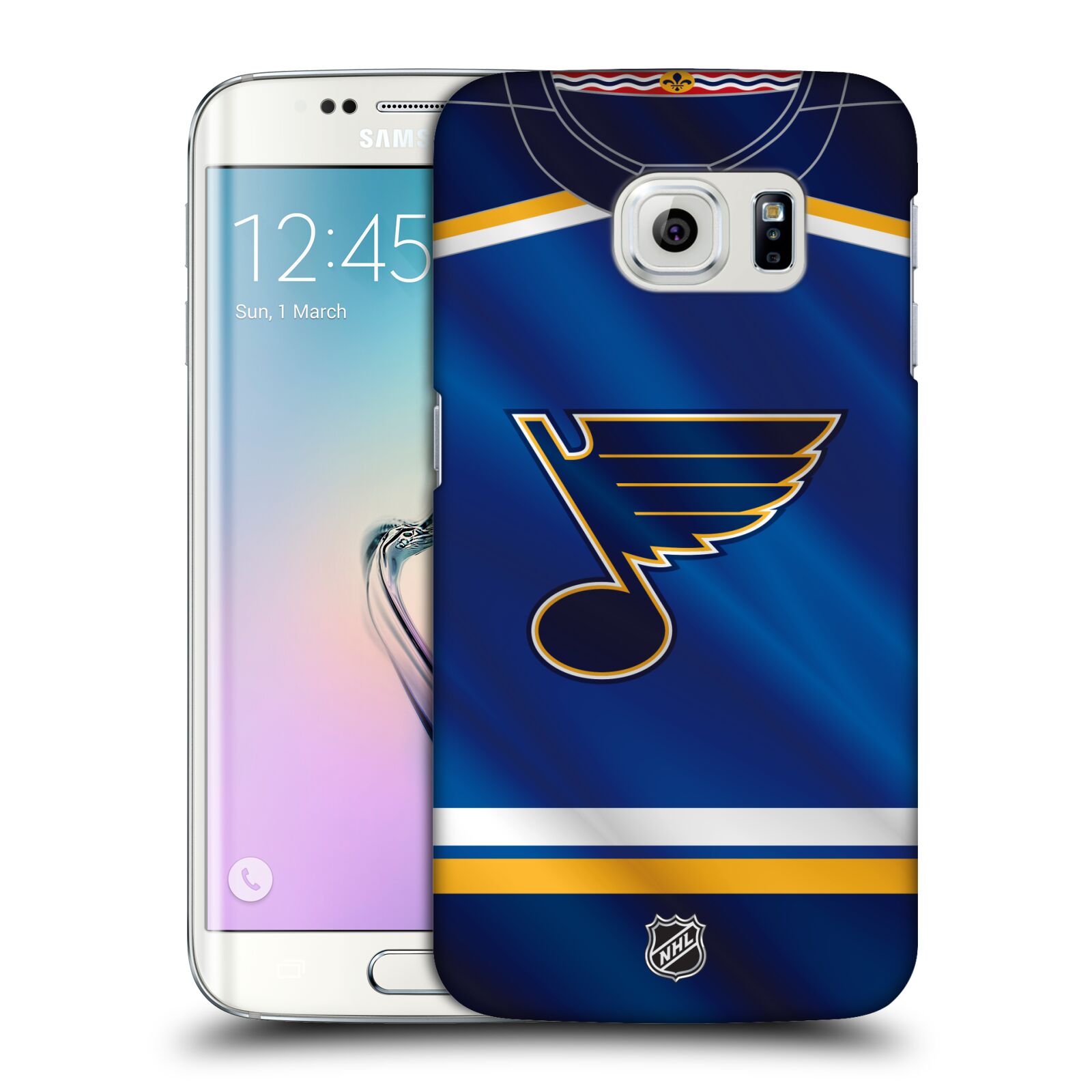 Pouzdro na mobil Samsung Galaxy S6 EDGE - HEAD CASE - Hokej NHL - St. Louis Blues - Znak na dresu