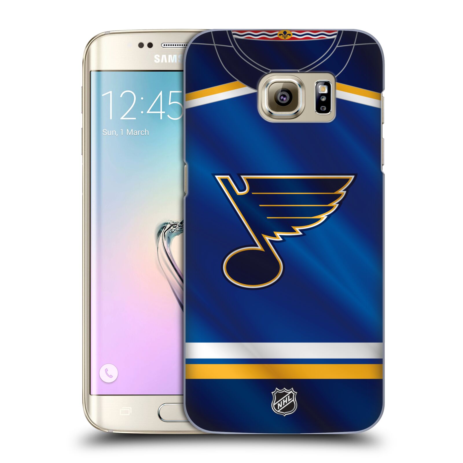 Pouzdro na mobil Samsung Galaxy S7 EDGE - HEAD CASE - Hokej NHL - St. Louis Blues - Znak na dresu
