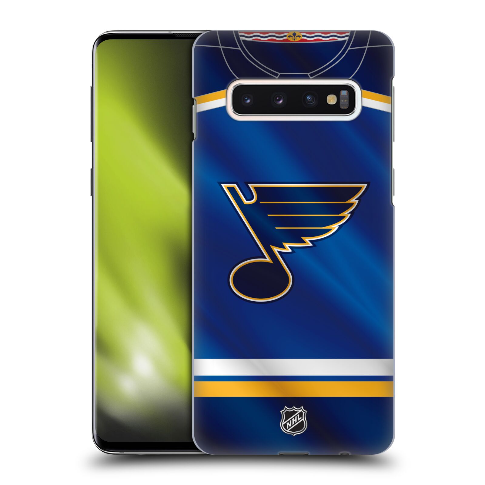 Pouzdro na mobil Samsung Galaxy S10 - HEAD CASE - Hokej NHL - St. Louis Blues - Znak na dresu