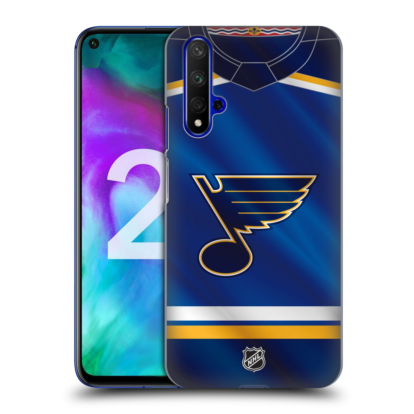 Pouzdro na mobil HONOR 20 - HEAD CASE - Hokej NHL - St. Louis Blues - Znak na dresu