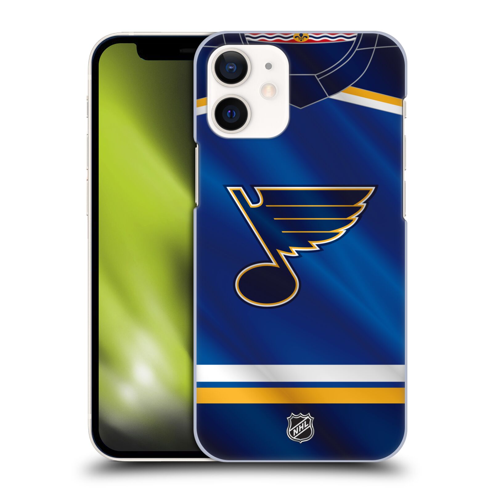 Pouzdro na mobil Apple Iphone 12 MINI - HEAD CASE - Hokej NHL - St. Louis Blues - Znak na dresu