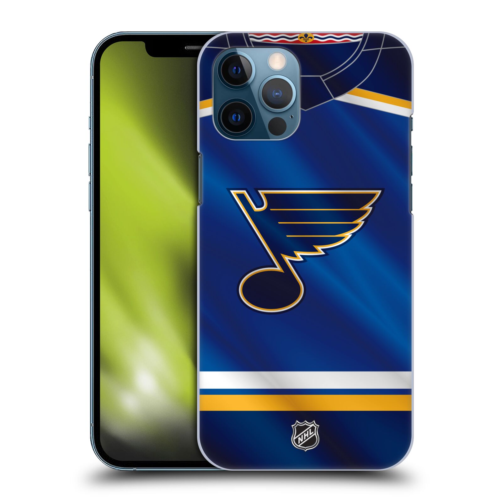 Pouzdro na mobil Apple Iphone 12 PRO MAX - HEAD CASE - Hokej NHL - St. Louis Blues - Znak na dresu
