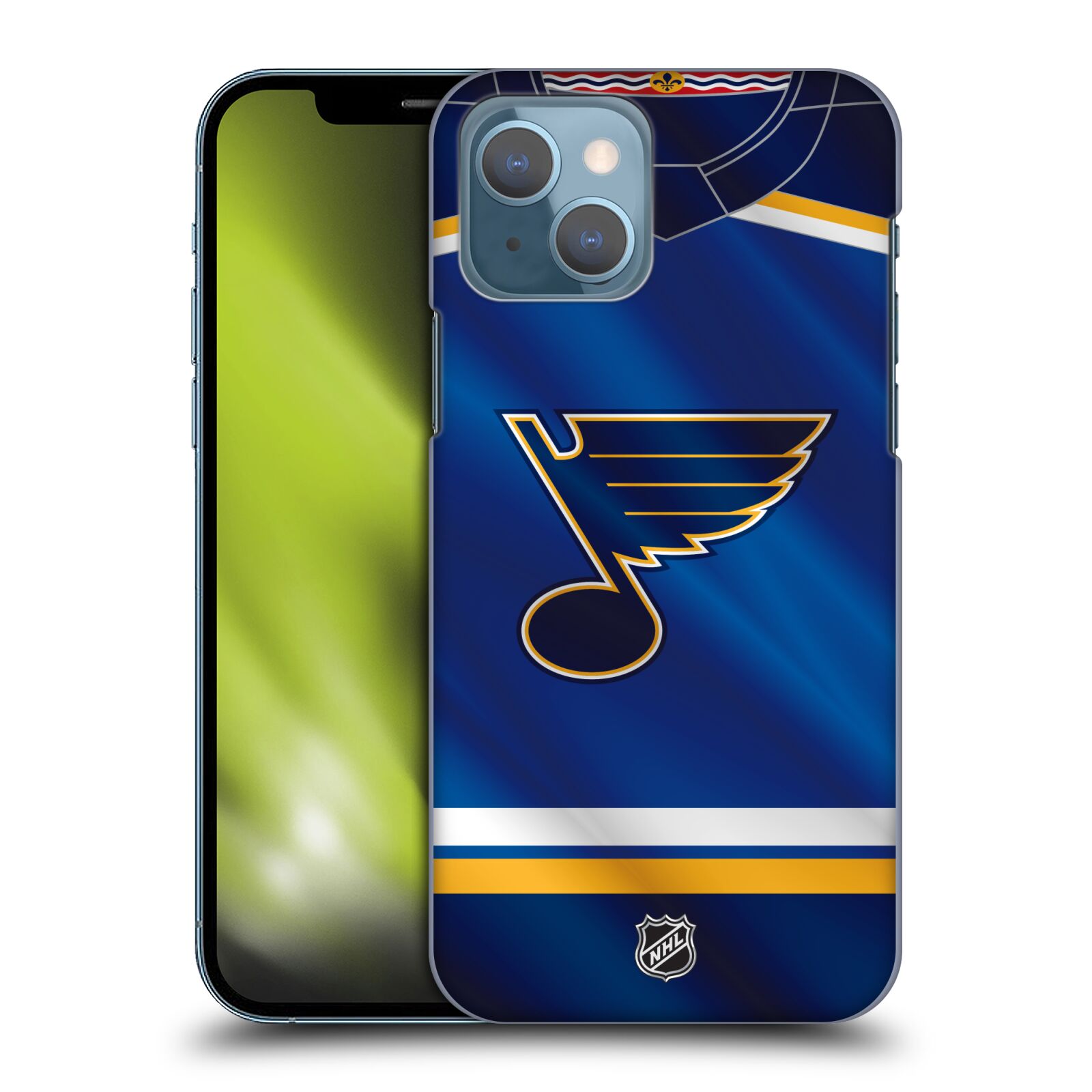 Pouzdro na mobil Apple Iphone 13 - HEAD CASE - Hokej NHL - St. Louis Blues - Znak na dresu