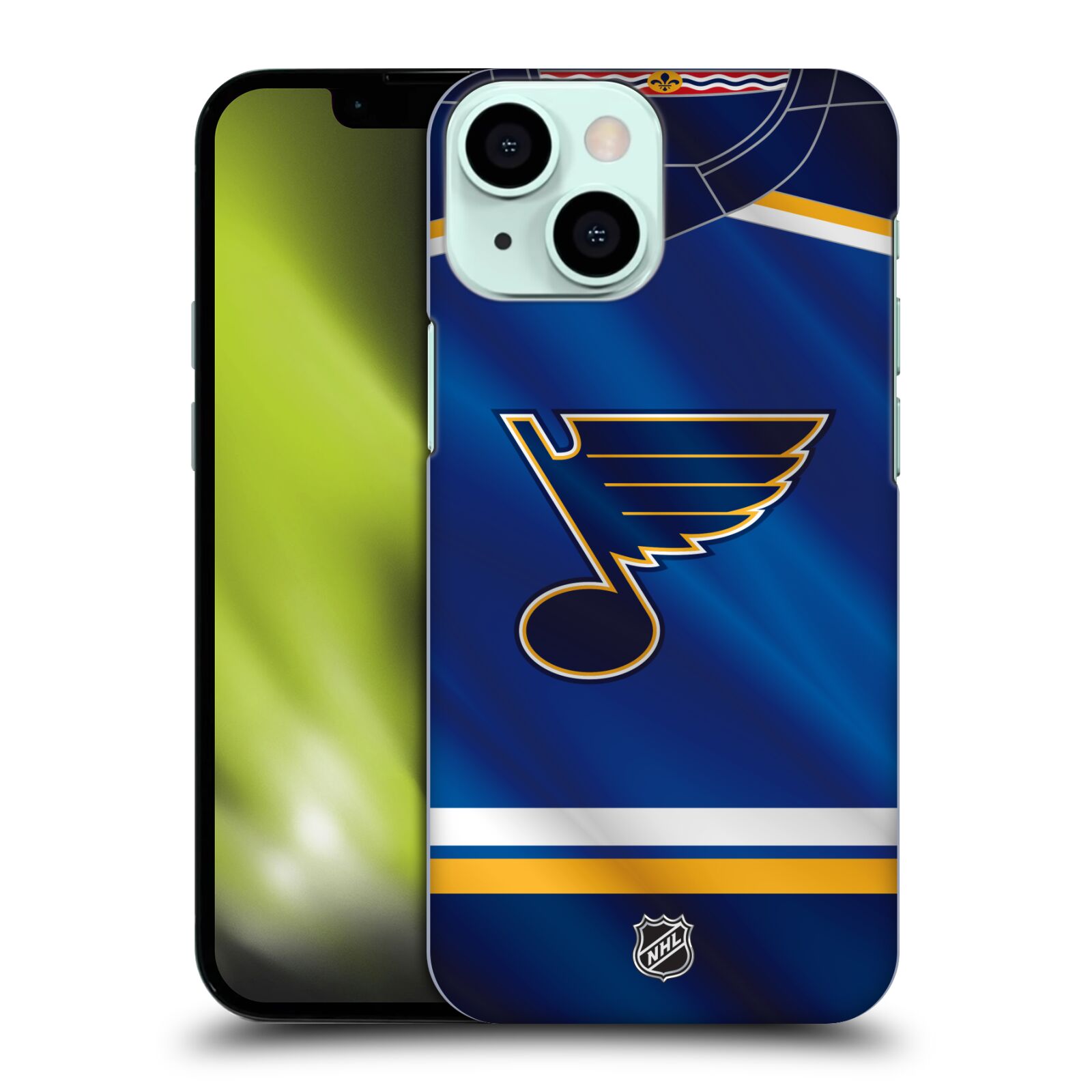 Pouzdro na mobil Apple Iphone 13 MINI - HEAD CASE - Hokej NHL - St. Louis Blues - Znak na dresu