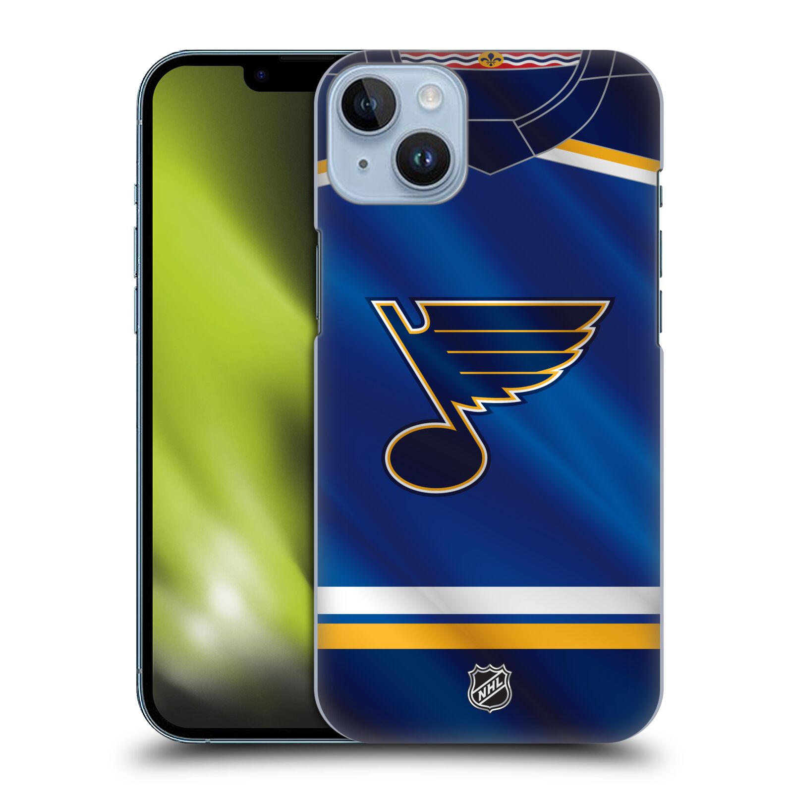 Pouzdro na mobil Apple Iphone 14 PLUS - HEAD CASE - Hokej NHL - St. Louis Blues - Znak na dresu