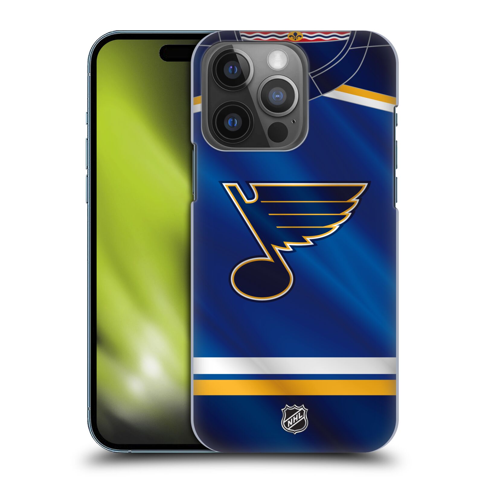 Pouzdro na mobil Apple Iphone 14 PRO - HEAD CASE - Hokej NHL - St. Louis Blues - Znak na dresu