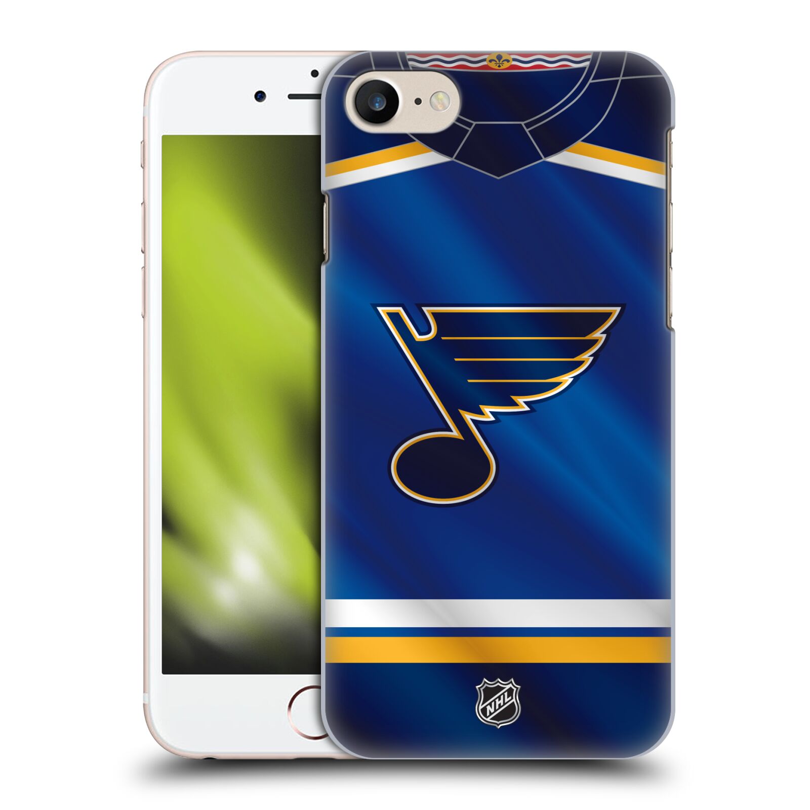 Pouzdro na mobil Apple Iphone 7/8 - HEAD CASE - Hokej NHL - St. Louis Blues - Znak na dresu