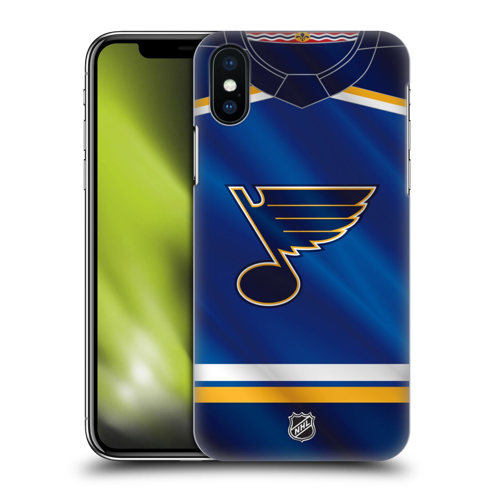 Pouzdro na mobil Apple Iphone X/XS - HEAD CASE - Hokej NHL - St. Louis Blues - Znak na dresu