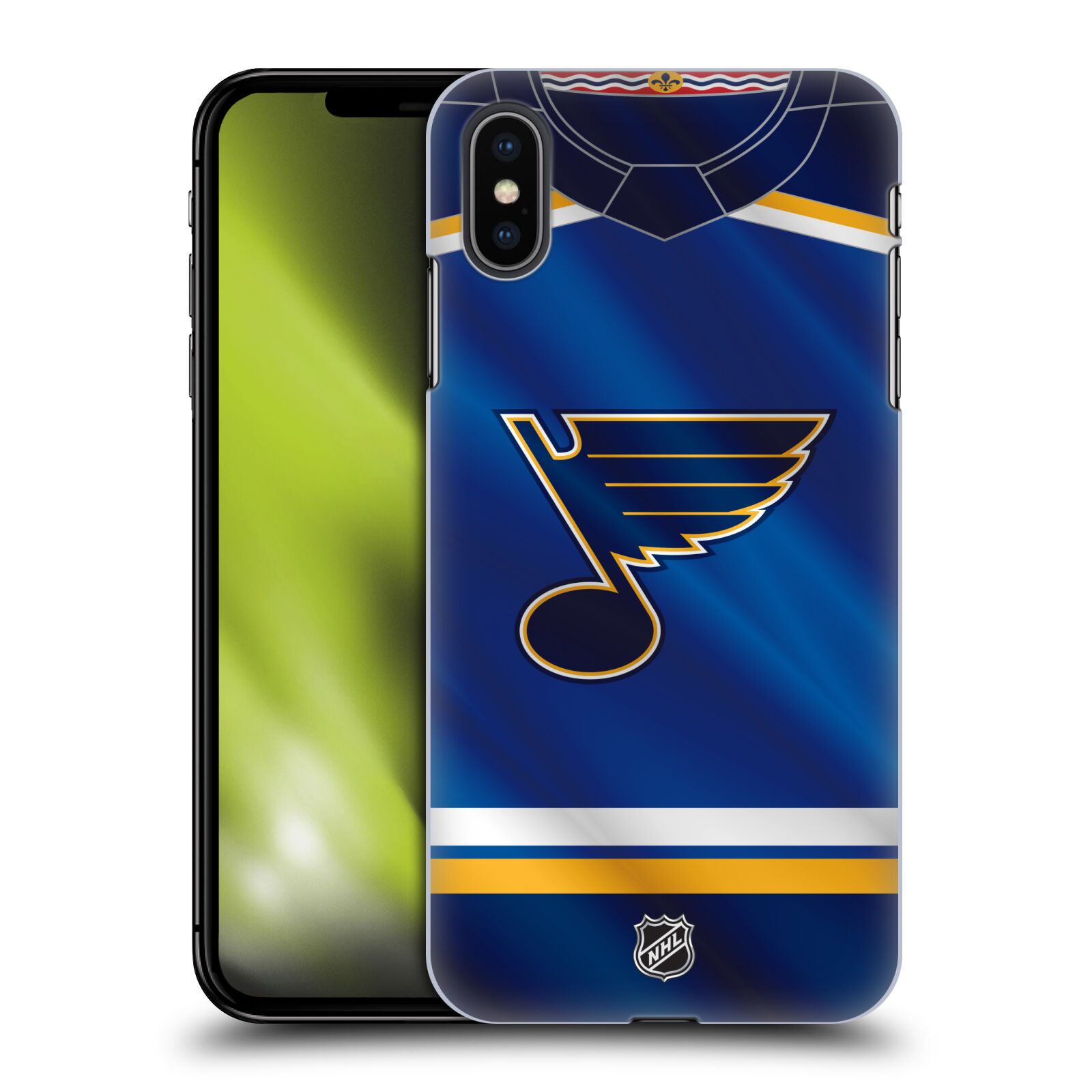 Pouzdro na mobil Apple Iphone XS MAX - HEAD CASE - Hokej NHL - St. Louis Blues - Znak na dresu