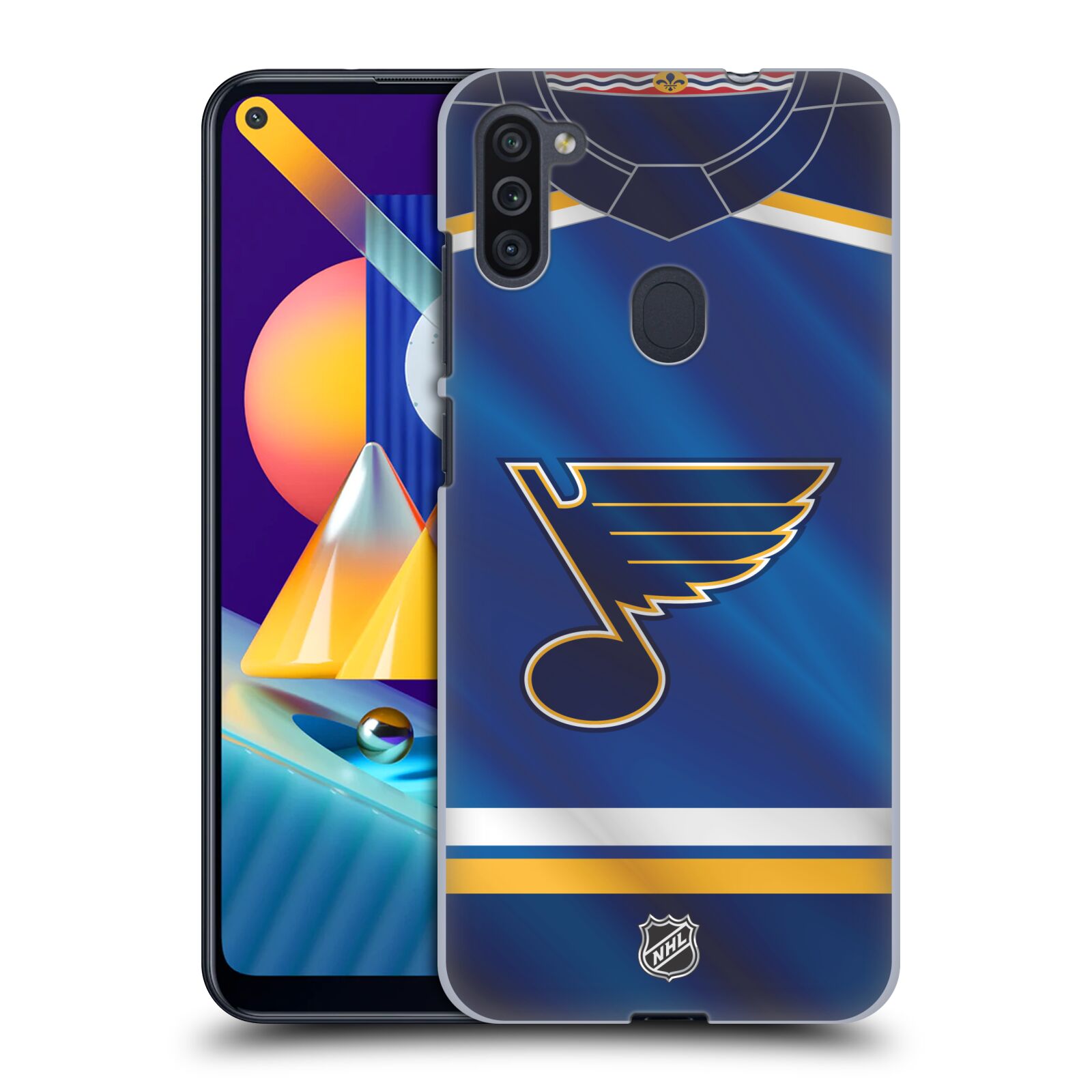 Pouzdro na mobil Samsung Galaxy M11 - HEAD CASE - Hokej NHL - St. Louis Blues - Znak na dresu