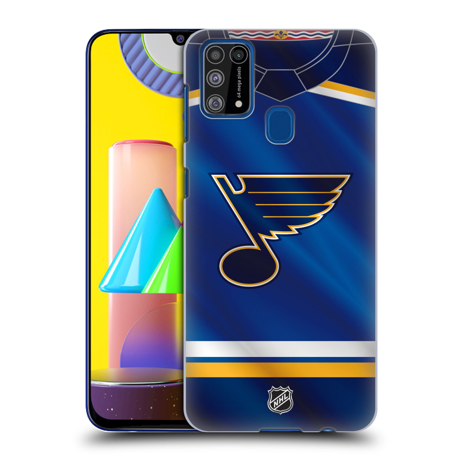 Pouzdro na mobil Samsung Galaxy M31 - HEAD CASE - Hokej NHL - St. Louis Blues - Znak na dresu