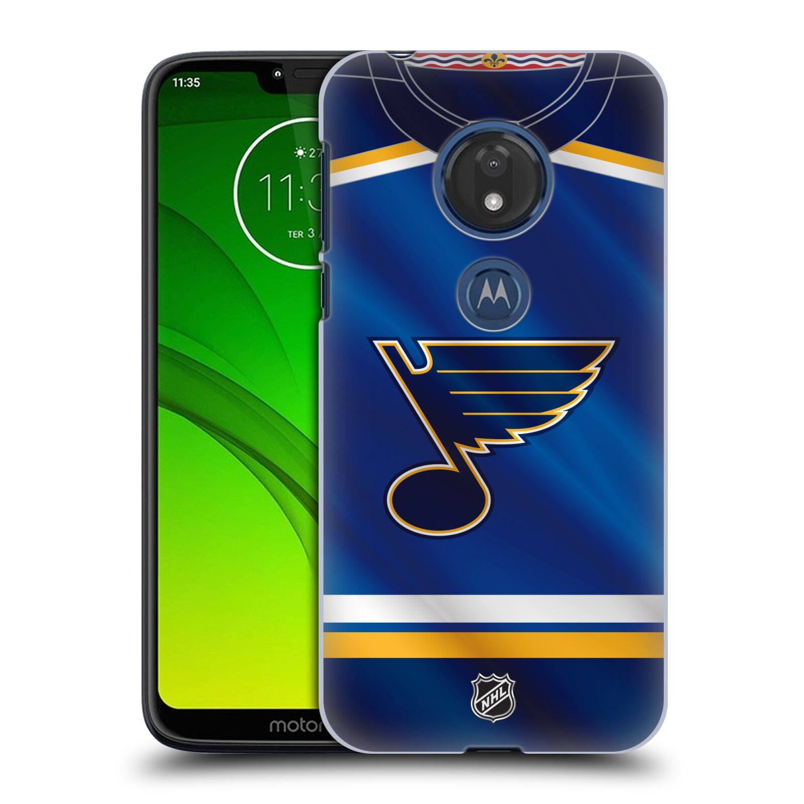 Pouzdro na mobil Motorola Moto G7 Play - HEAD CASE - Hokej NHL - St. Louis Blues - Znak na dresu