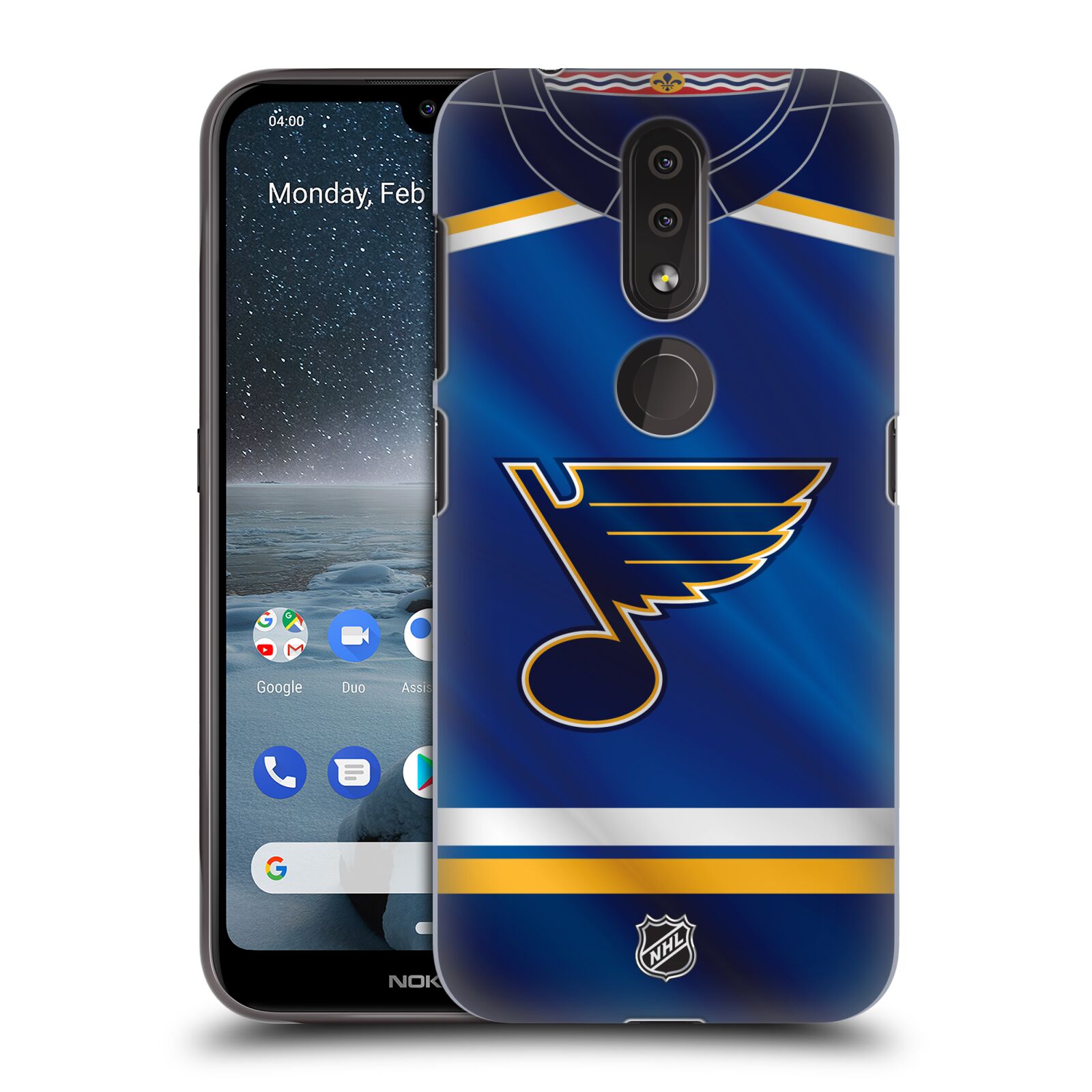 Pouzdro na mobil Nokia 4.2 - HEAD CASE - Hokej NHL - St. Louis Blues - Znak na dresu