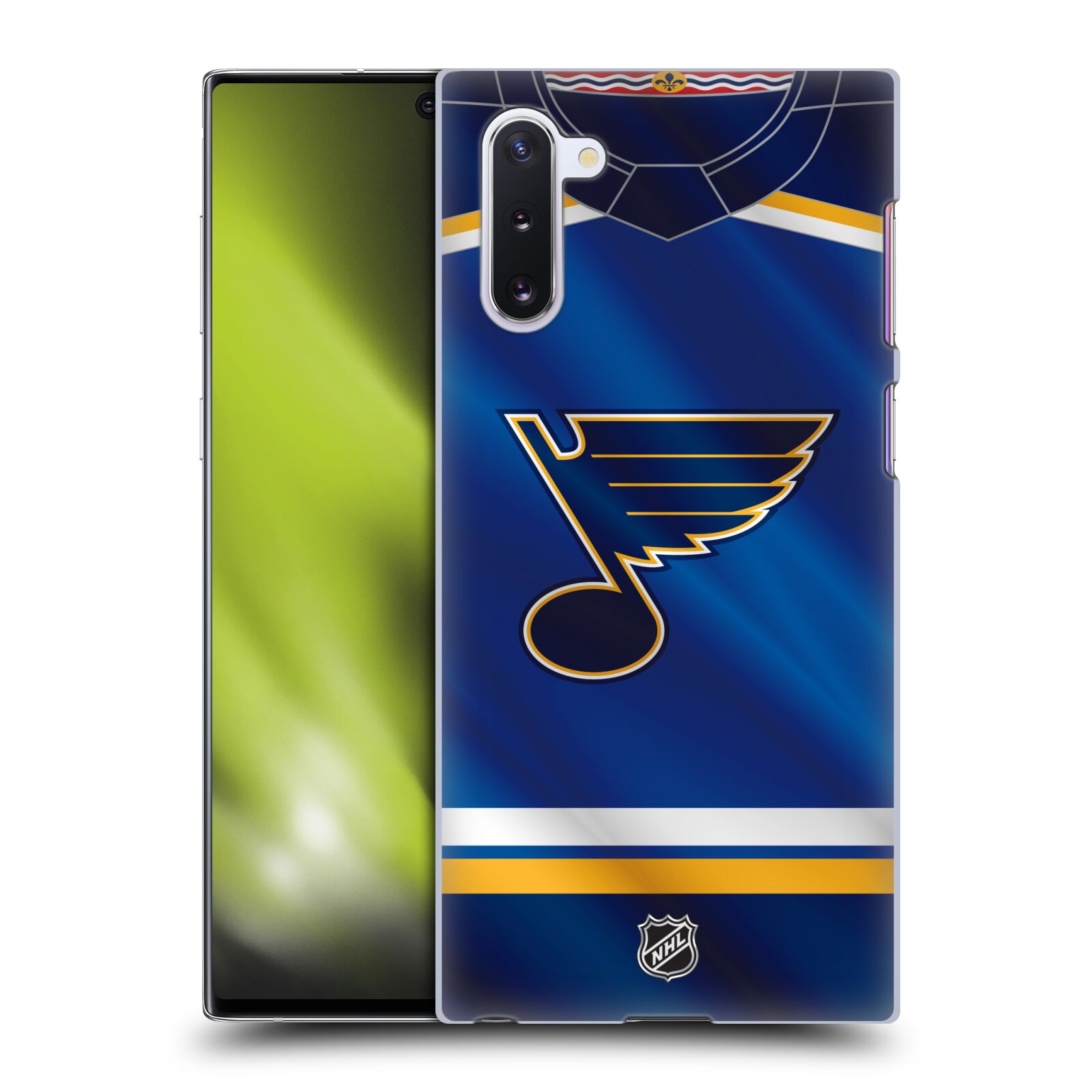 Pouzdro na mobil Samsung Galaxy Note 10 - HEAD CASE - Hokej NHL - St. Louis Blues - Znak na dresu