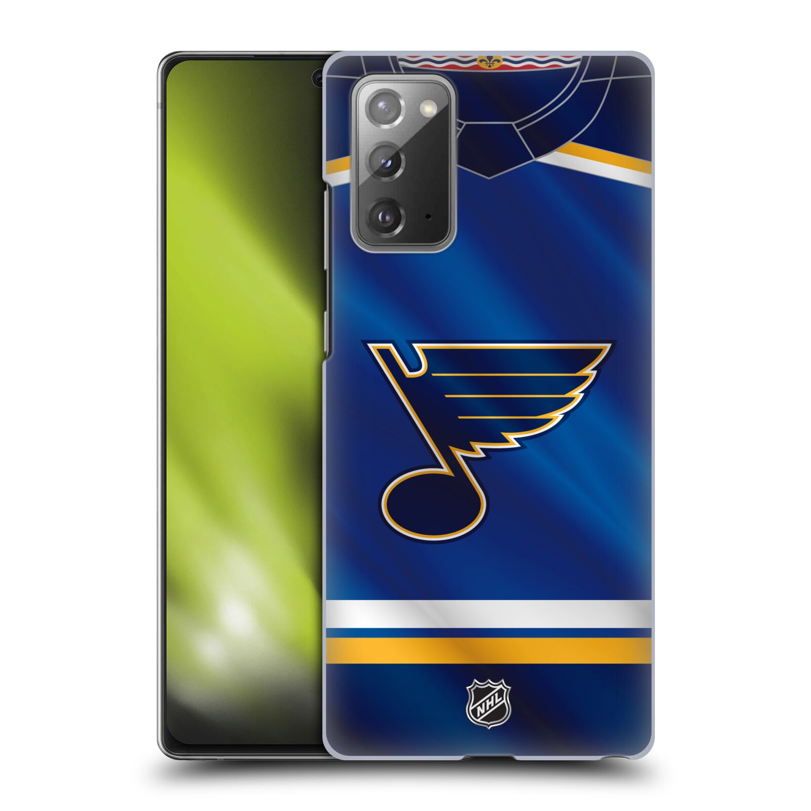 Pouzdro na mobil Samsung Galaxy Note 20 - HEAD CASE - Hokej NHL - St. Louis Blues - Znak na dresu