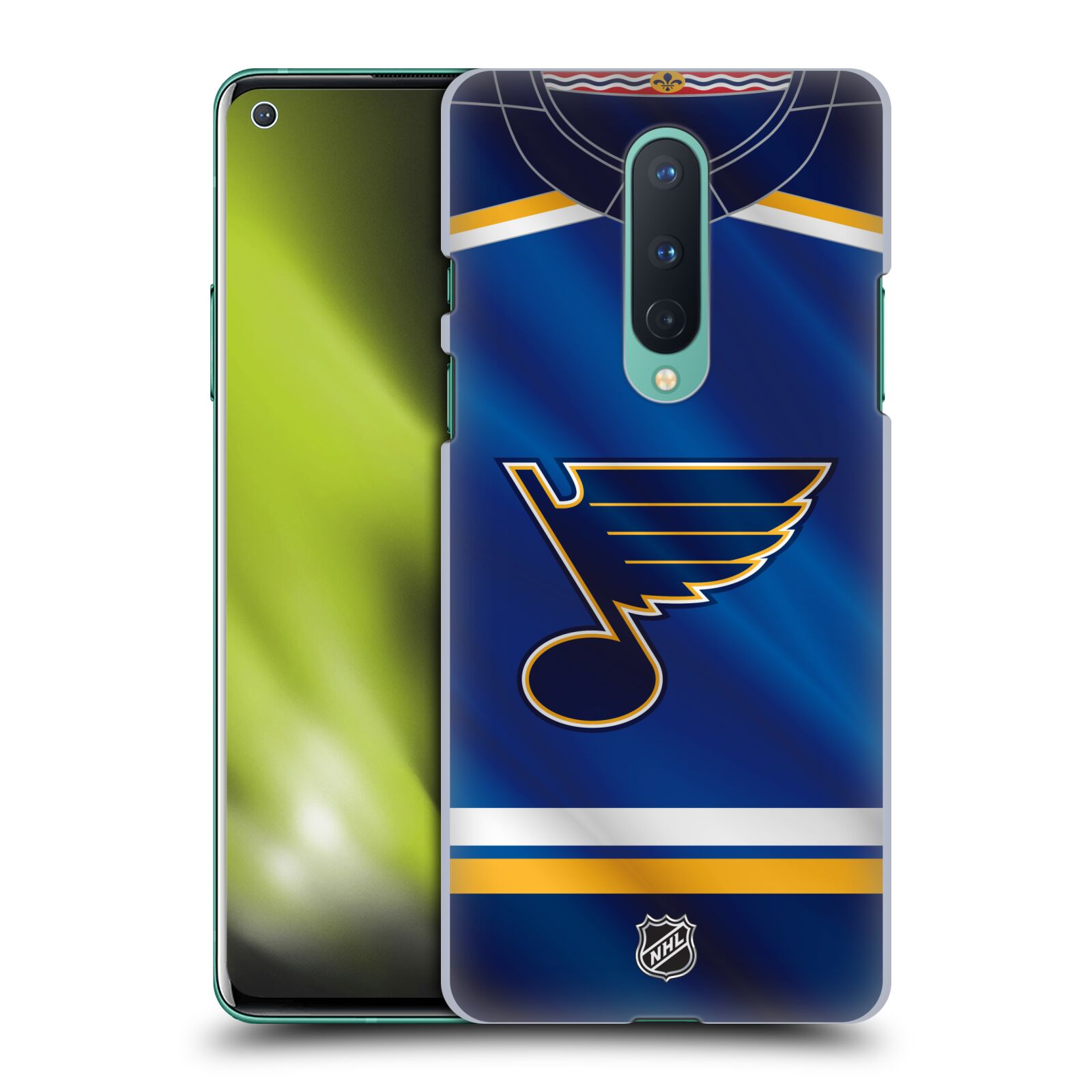 Pouzdro na mobil OnePlus 8 5G - HEAD CASE - Hokej NHL - St. Louis Blues - Znak na dresu