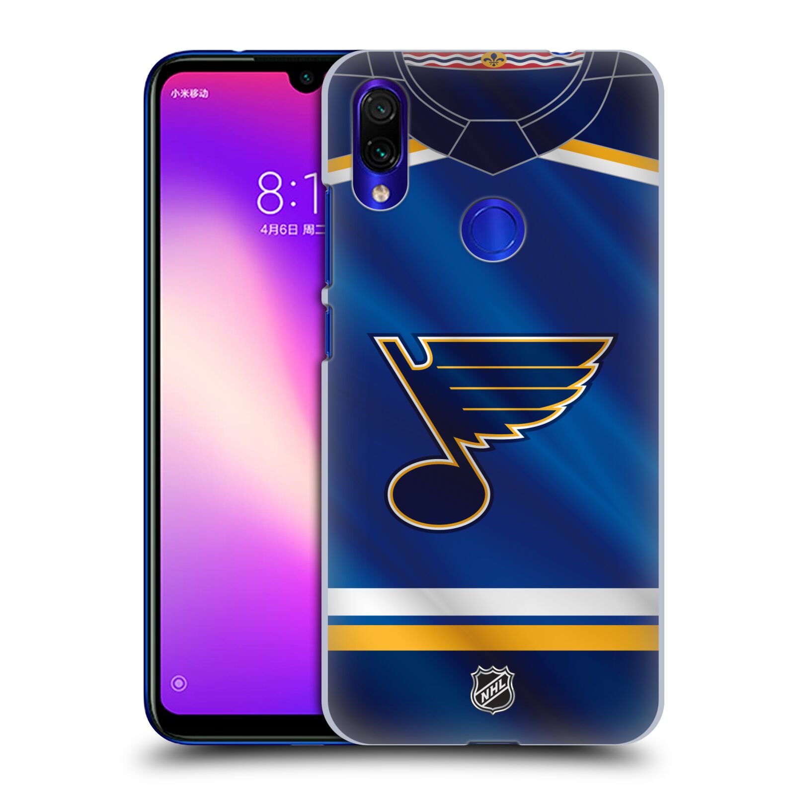 Pouzdro na mobil Xiaomi Redmi Note 7 - HEAD CASE - Hokej NHL - St. Louis Blues - Znak na dresu