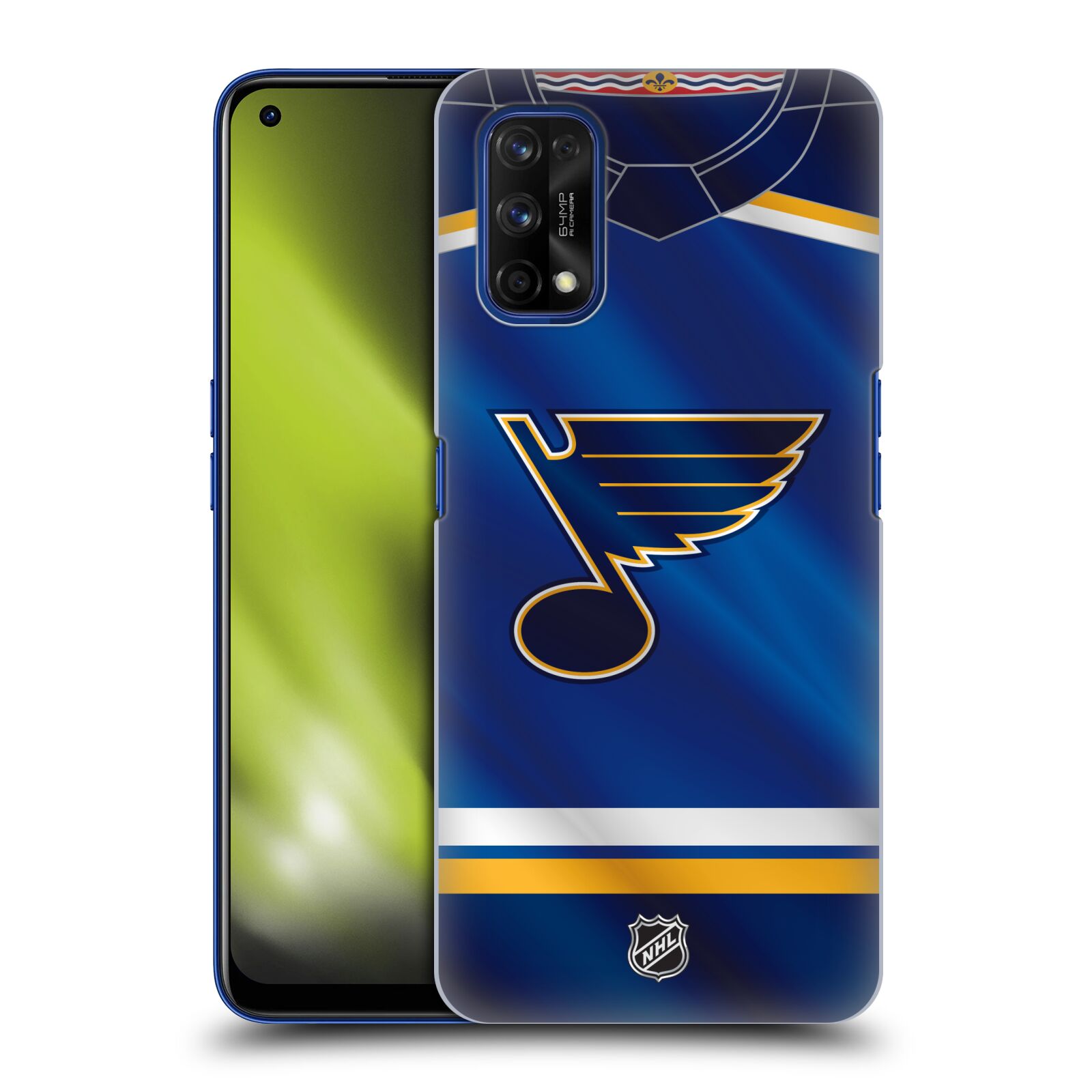 Pouzdro na mobil Realme 7 PRO - HEAD CASE - Hokej NHL - St. Louis Blues - Znak na dresu