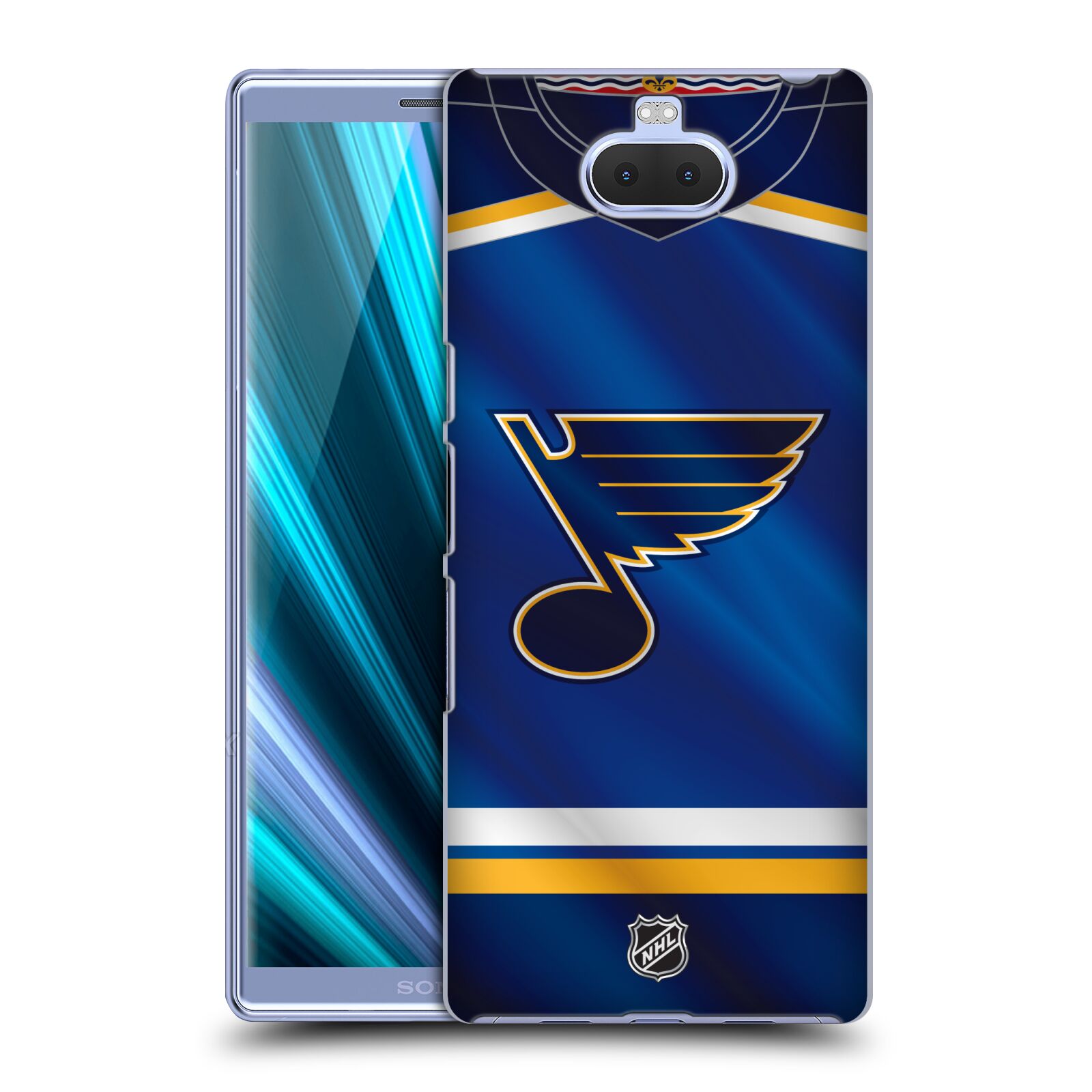 Pouzdro na mobil Sony Xperia 10 - HEAD CASE - Hokej NHL - St. Louis Blues - Znak na dresu