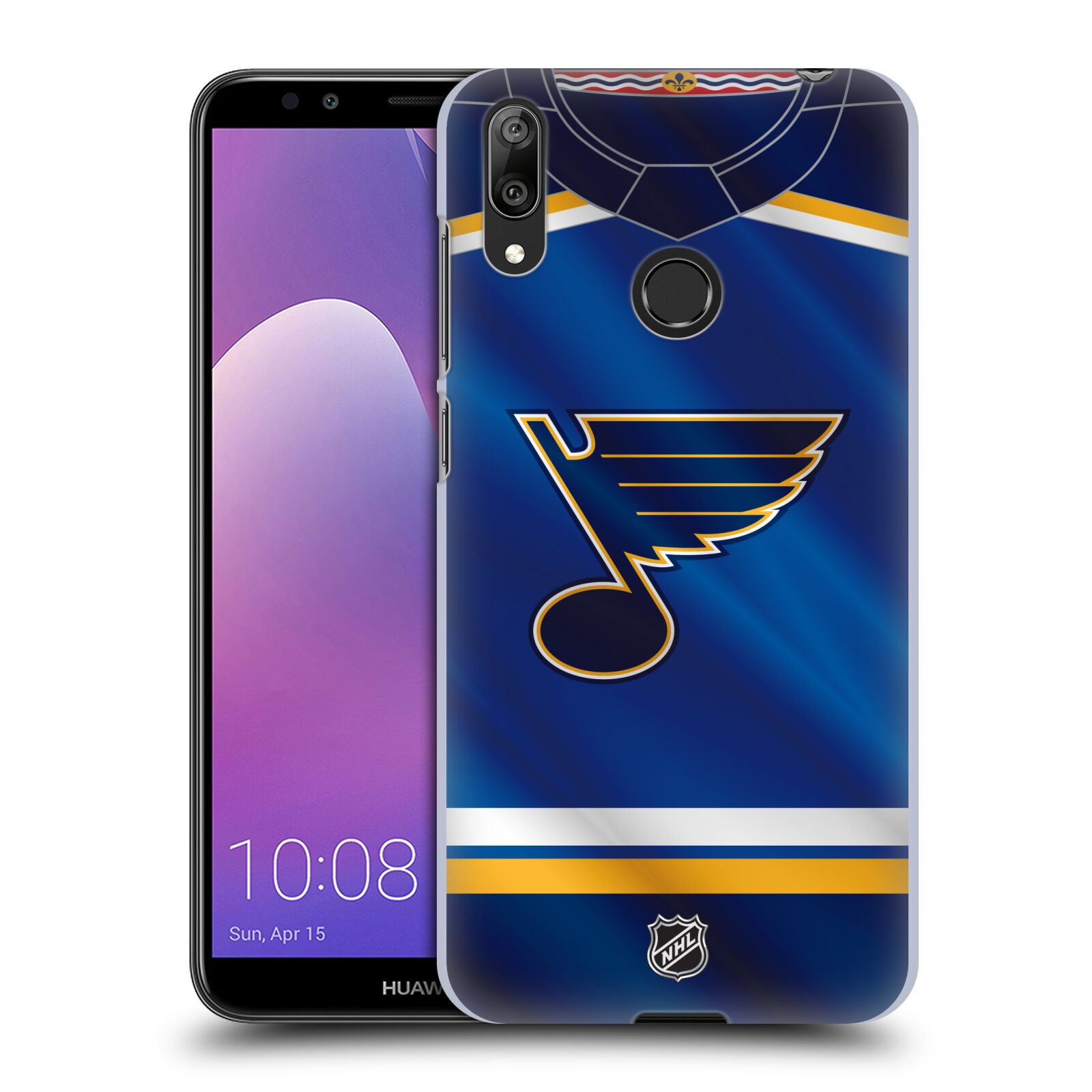 Pouzdro na mobil Huawei Y7 2019 - HEAD CASE - Hokej NHL - St. Louis Blues - Znak na dresu
