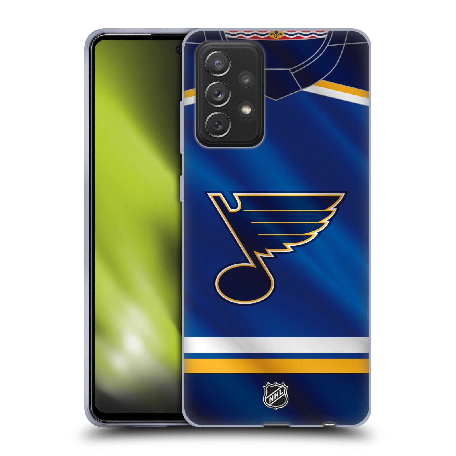 Pouzdro na mobil Samsung Galaxy A72 / A72 5G - HEAD CASE - Hokej NHL - St. Louis Blues - Znak na dresu