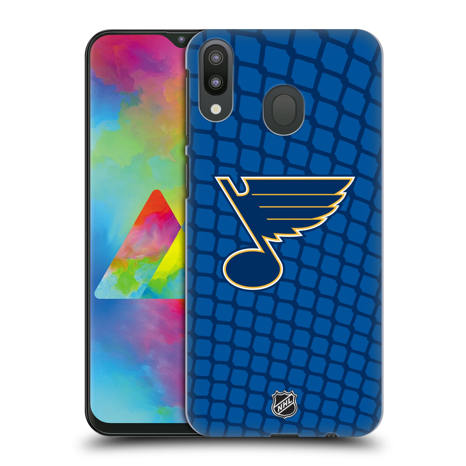 Pouzdro na mobil Samsung Galaxy M20 - HEAD CASE - Hokej NHL - St. Louis Blues - Znak v brance