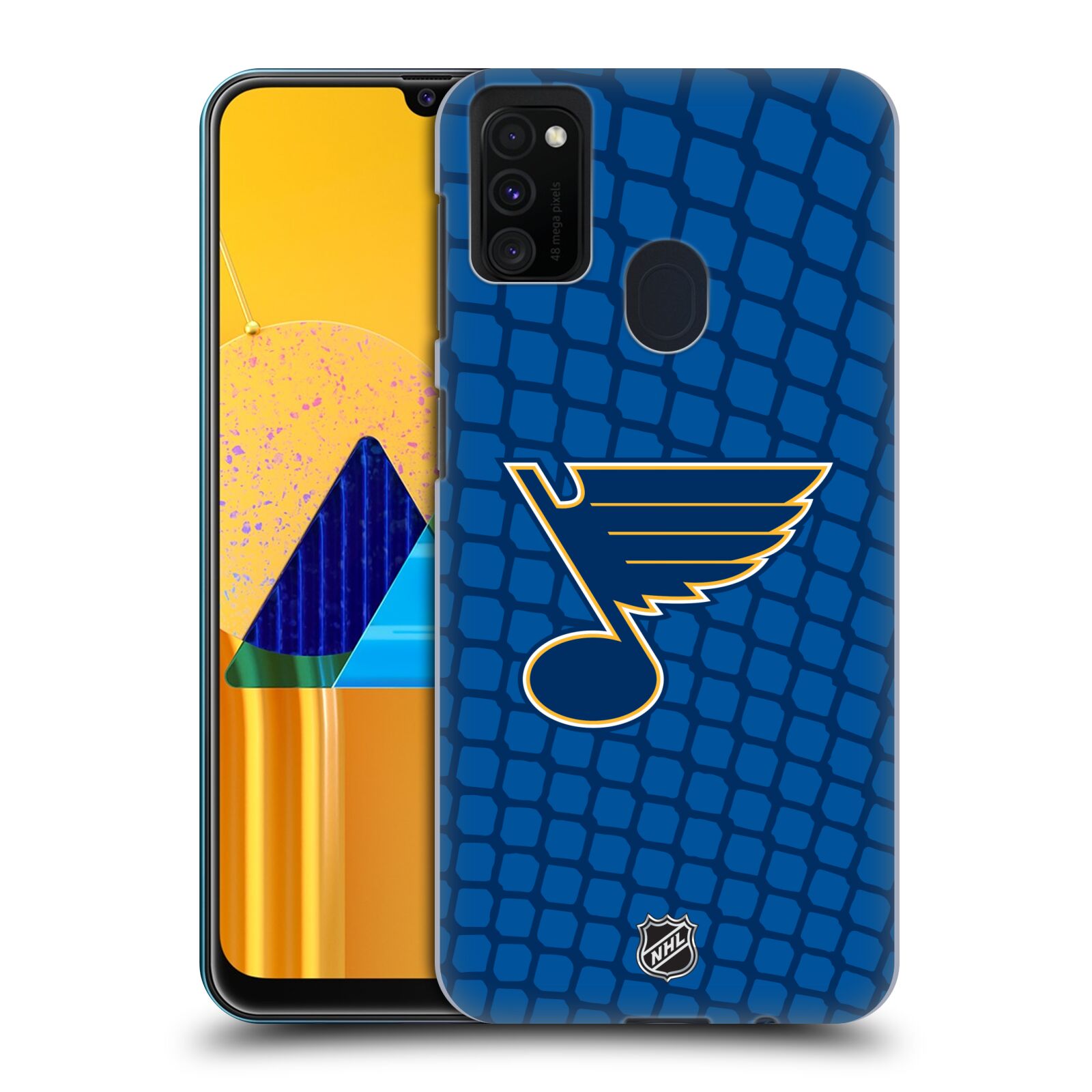 Pouzdro na mobil Samsung Galaxy M21 - HEAD CASE - Hokej NHL - St. Louis Blues - Znak v brance