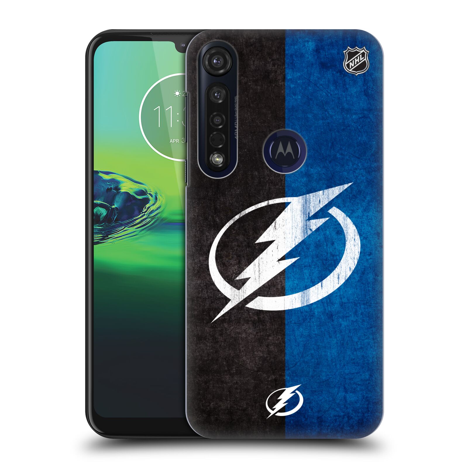 Pouzdro na mobil Motorola Moto G8 PLUS - HEAD CASE - Hokej NHL - Tampa Bay Lightning - Znak pruhy