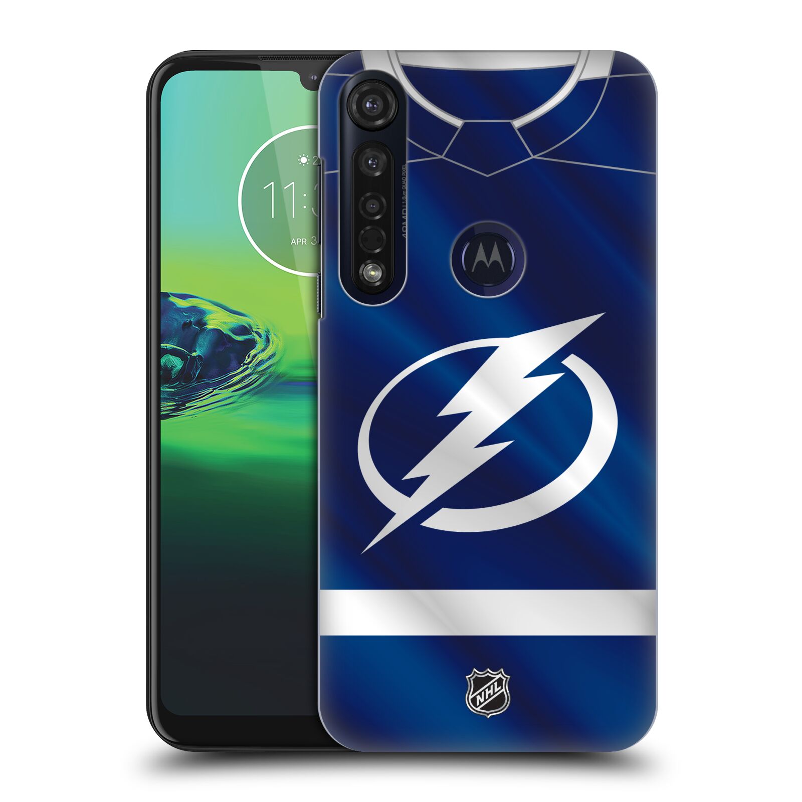 Pouzdro na mobil Motorola Moto G8 PLUS - HEAD CASE - Hokej NHL - Tampa Bay Lightning - Znak dres