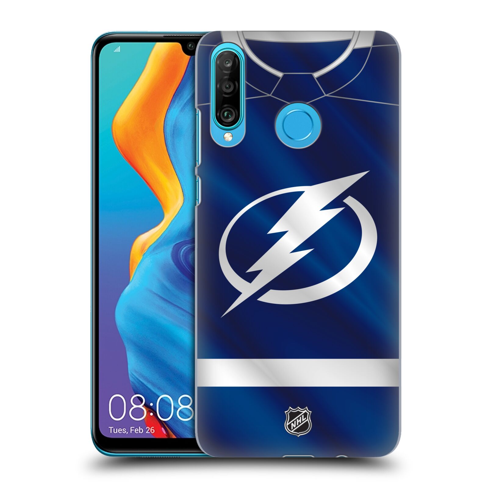 Pouzdro na mobil Huawei P30 LITE - HEAD CASE - Hokej NHL - Tampa Bay Lightning - Znak dres