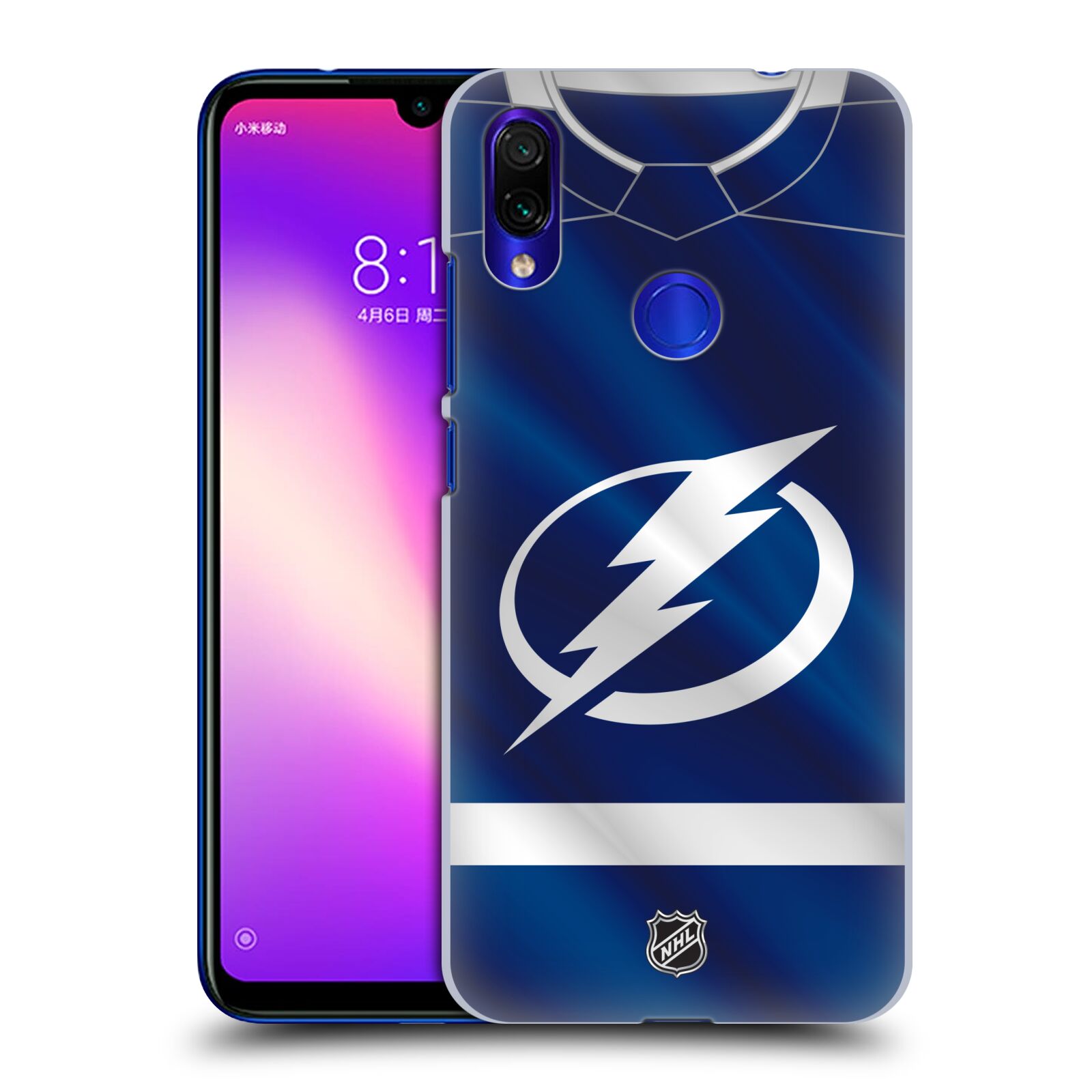 Pouzdro na mobil Xiaomi Redmi Note 7 - HEAD CASE - Hokej NHL - Tampa Bay Lightning - Znak dres