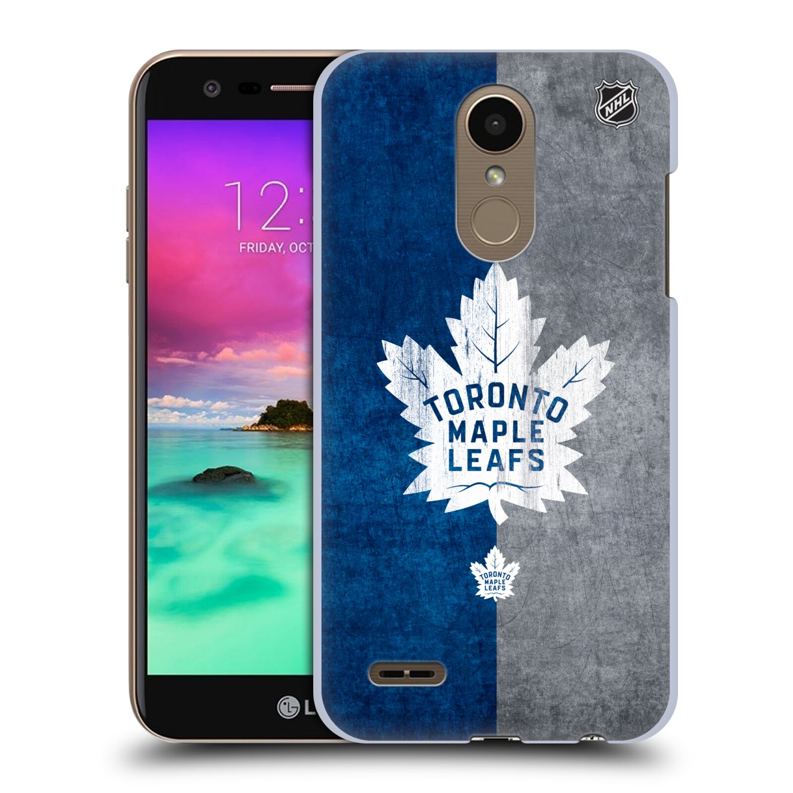 Pouzdro na mobil LG K10 2018 - HEAD CASE - Hokej NHL - Toronto Maple Leafs - Znak pruhy