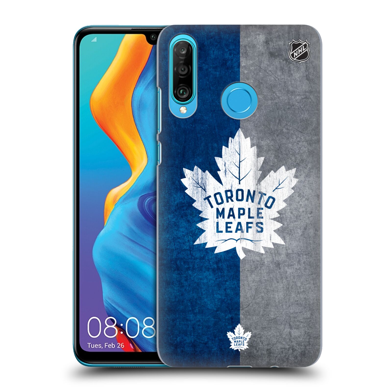 Pouzdro na mobil Huawei P30 LITE - HEAD CASE - Hokej NHL - Toronto Maple Leafs - Znak pruhy