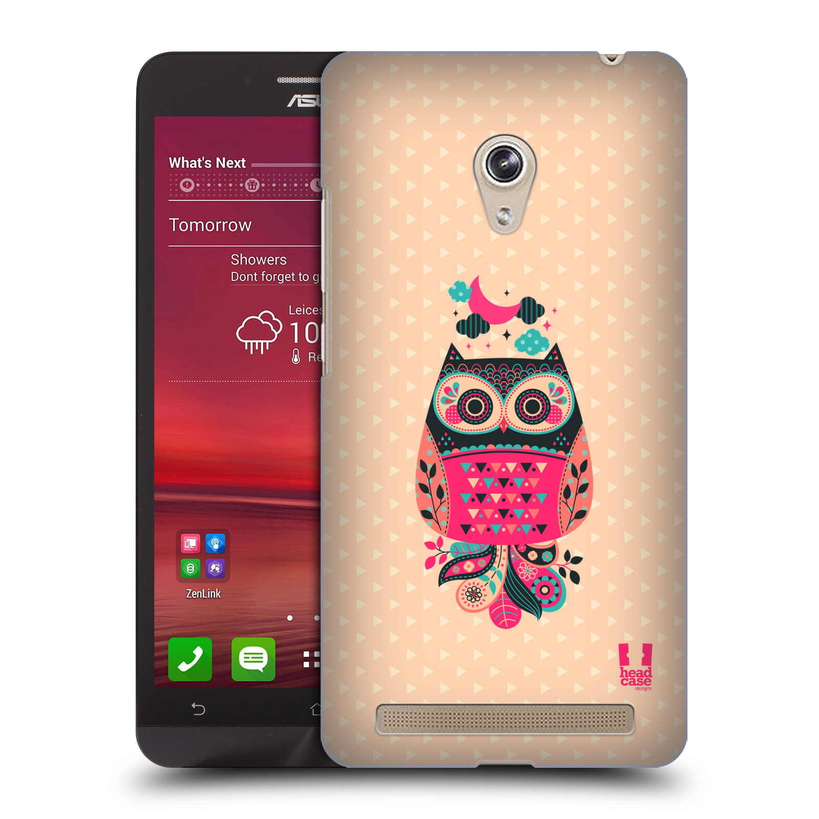 HEAD CASE plastový obal na mobil Asus Zenfone 6 vzor Stmívání sovička černá a korálová