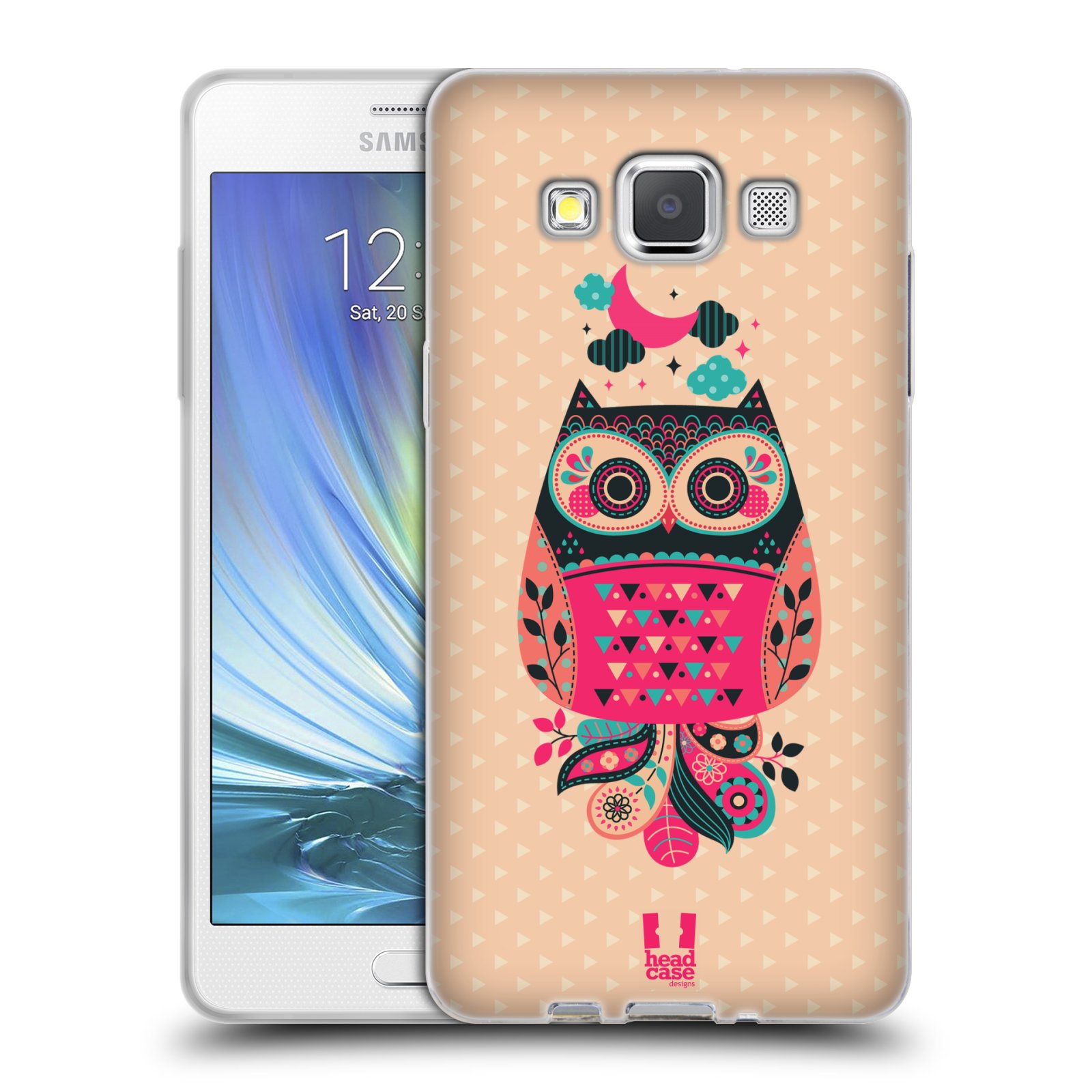 HEAD CASE silikonový obal na mobil Samsung Galaxy A5 vzor Stmívání sovička černá a korálová
