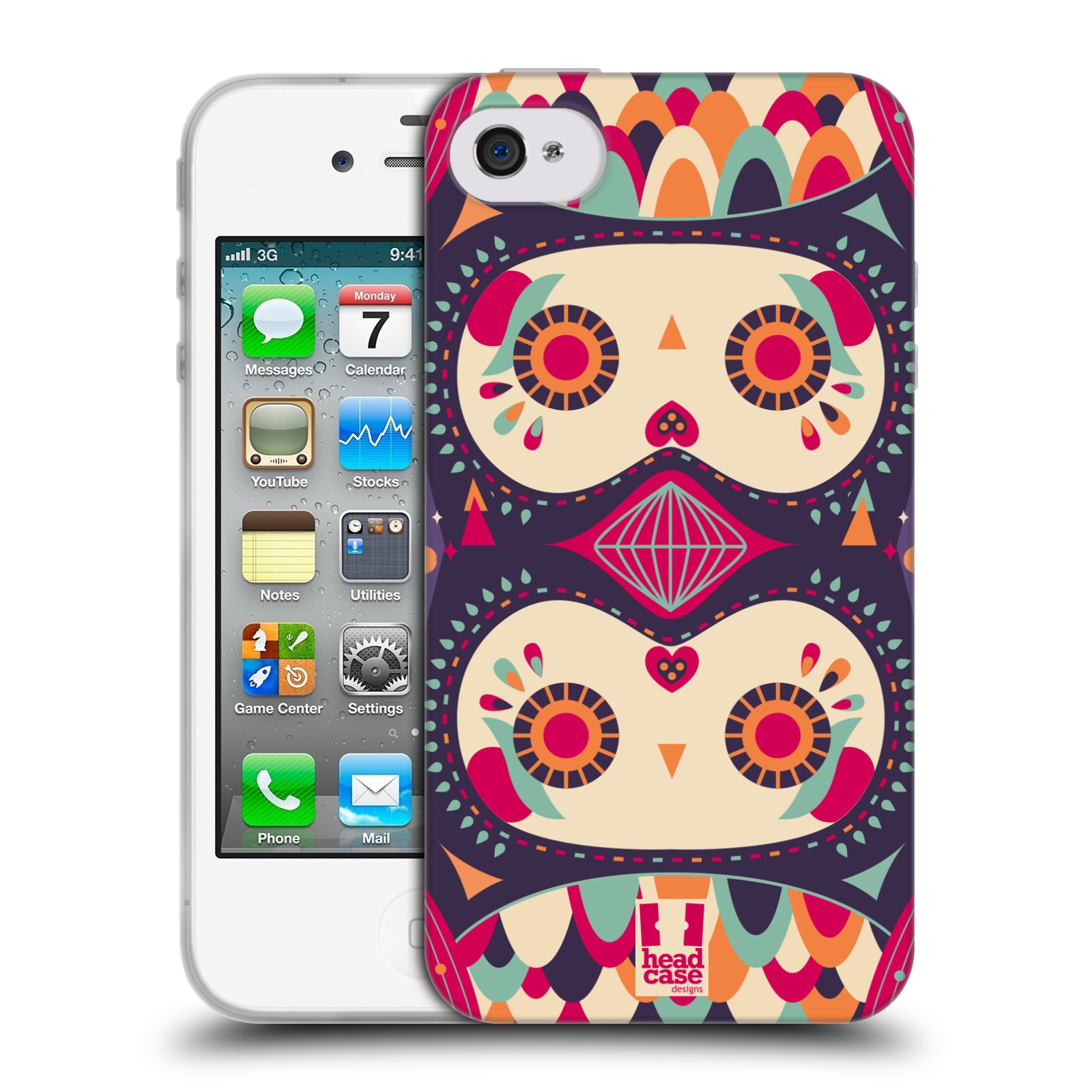HEAD CASE silikonový obal na mobil Apple Iphone 4/4S vzor Stmívání sovička fialový sen