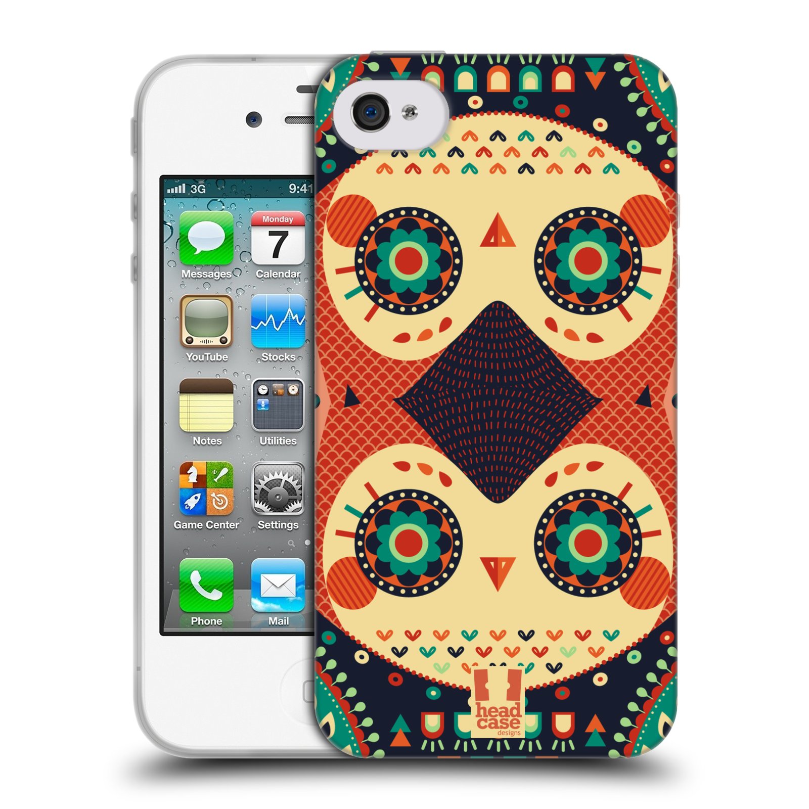 HEAD CASE silikonový obal na mobil Apple Iphone 4/4S vzor Stmívání sovička oranžová iluze