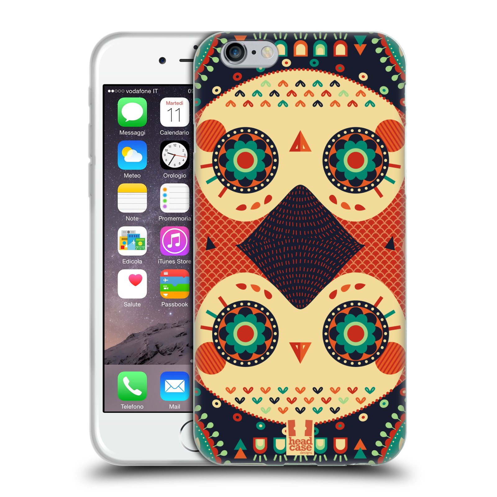 HEAD CASE silikonový obal na mobil Apple Iphone 6/6S vzor Stmívání sovička oranžová iluze