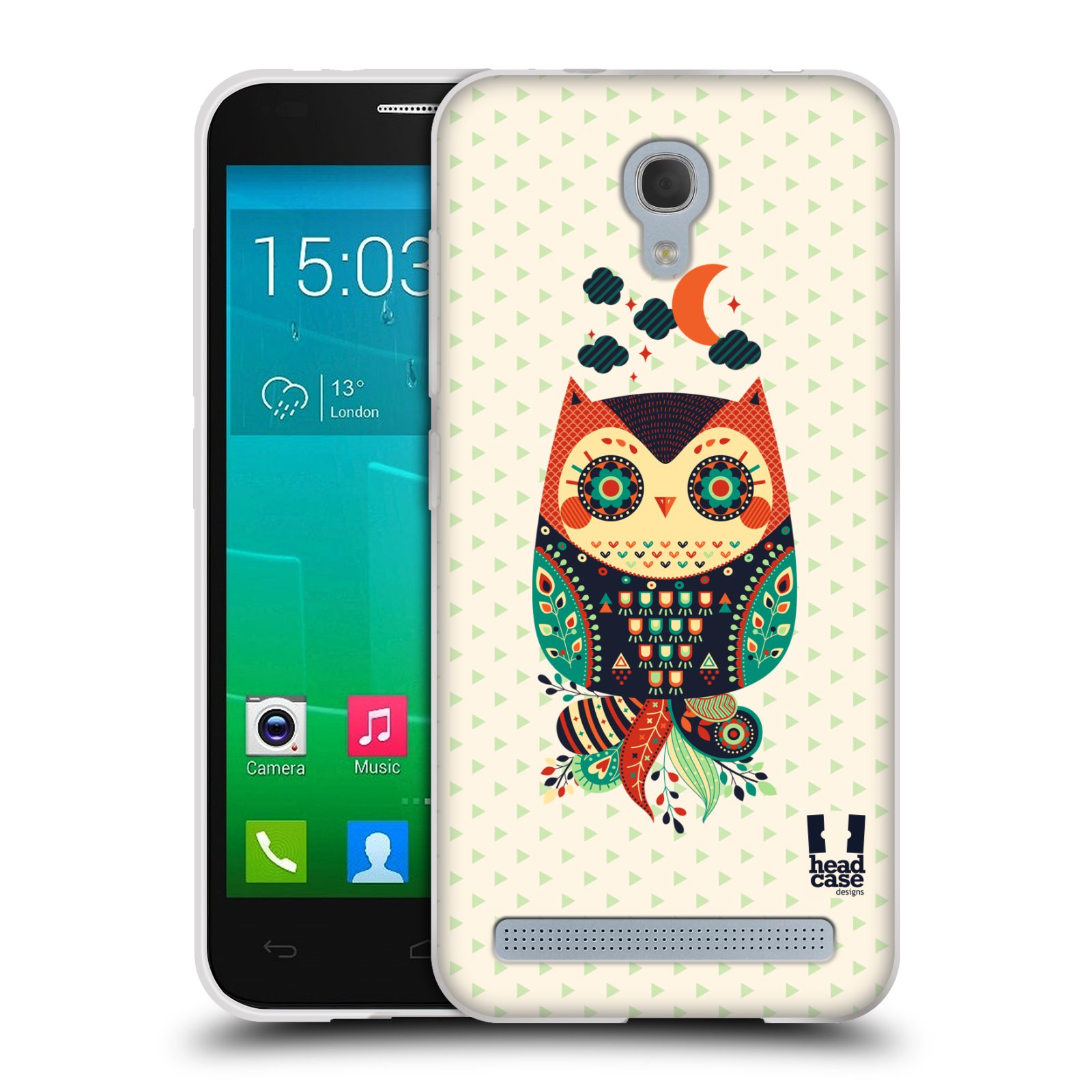 HEAD CASE silikonový obal na mobil Alcatel Idol 2 MINI S 6036Y vzor Stmívání sovička oranžová a zelená