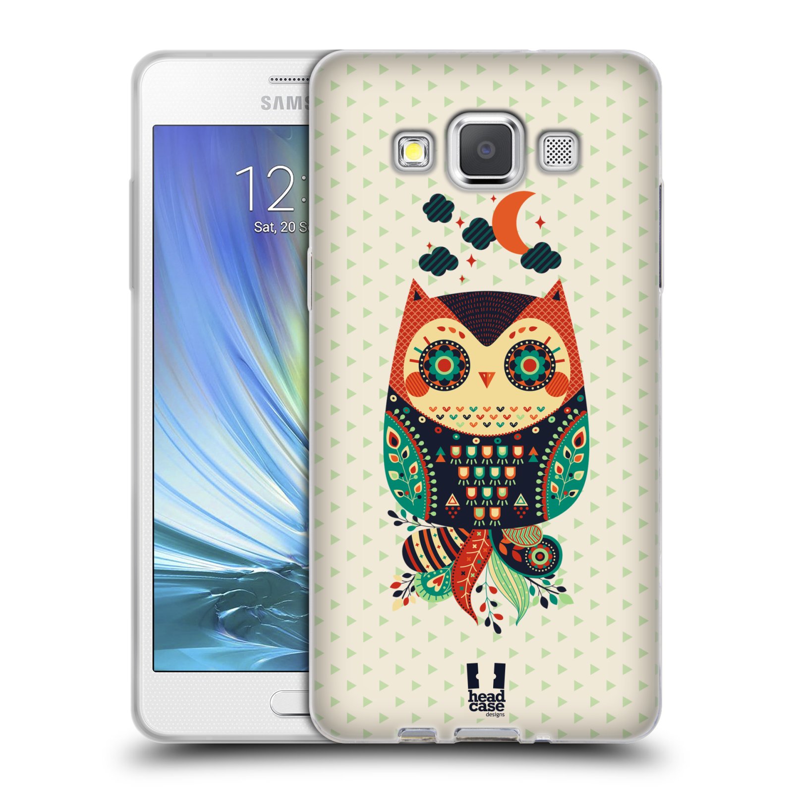 HEAD CASE silikonový obal na mobil Samsung Galaxy A5 vzor Stmívání sovička oranžová a zelená